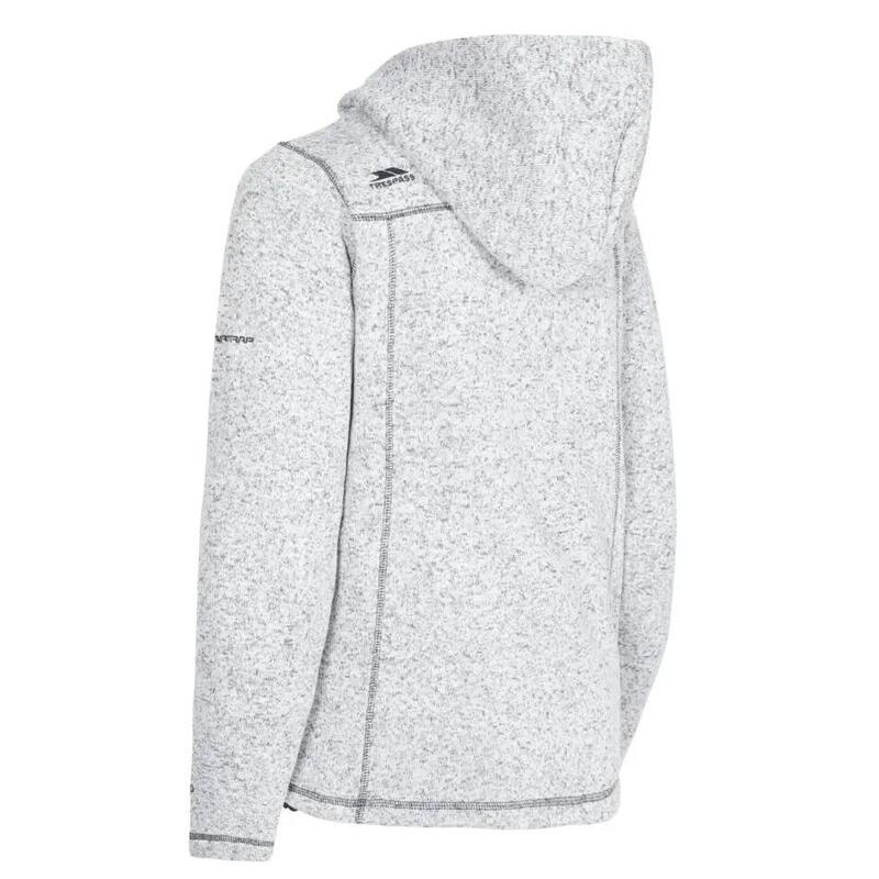 2058 - Hanorac fleece melanj cu glugă, fermoar integral, 2 buzunare cu fermoar