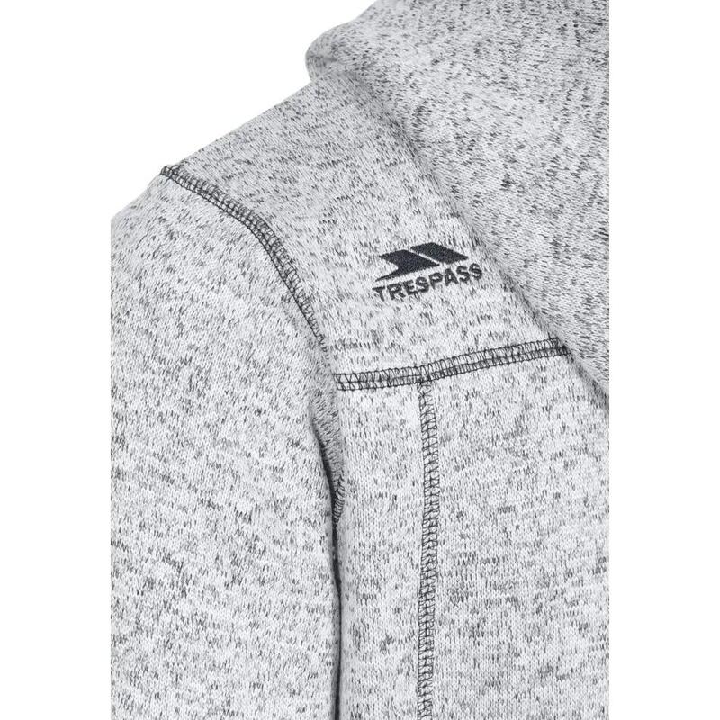 2058 - Hanorac fleece melanj cu glugă, fermoar integral, 2 buzunare cu fermoar