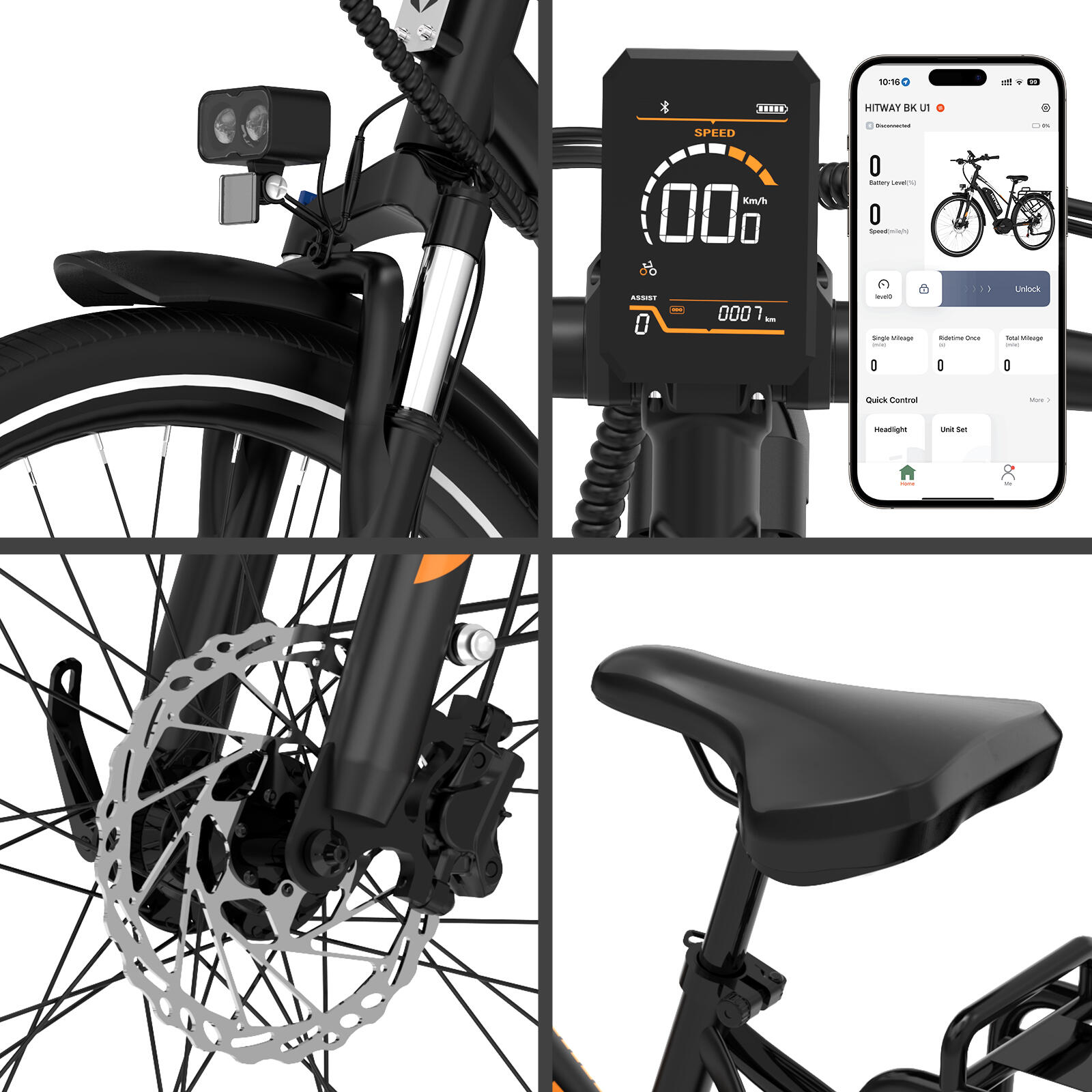Bici elettrica città motore centrale sensore coppia 150km BK-U1 7/7