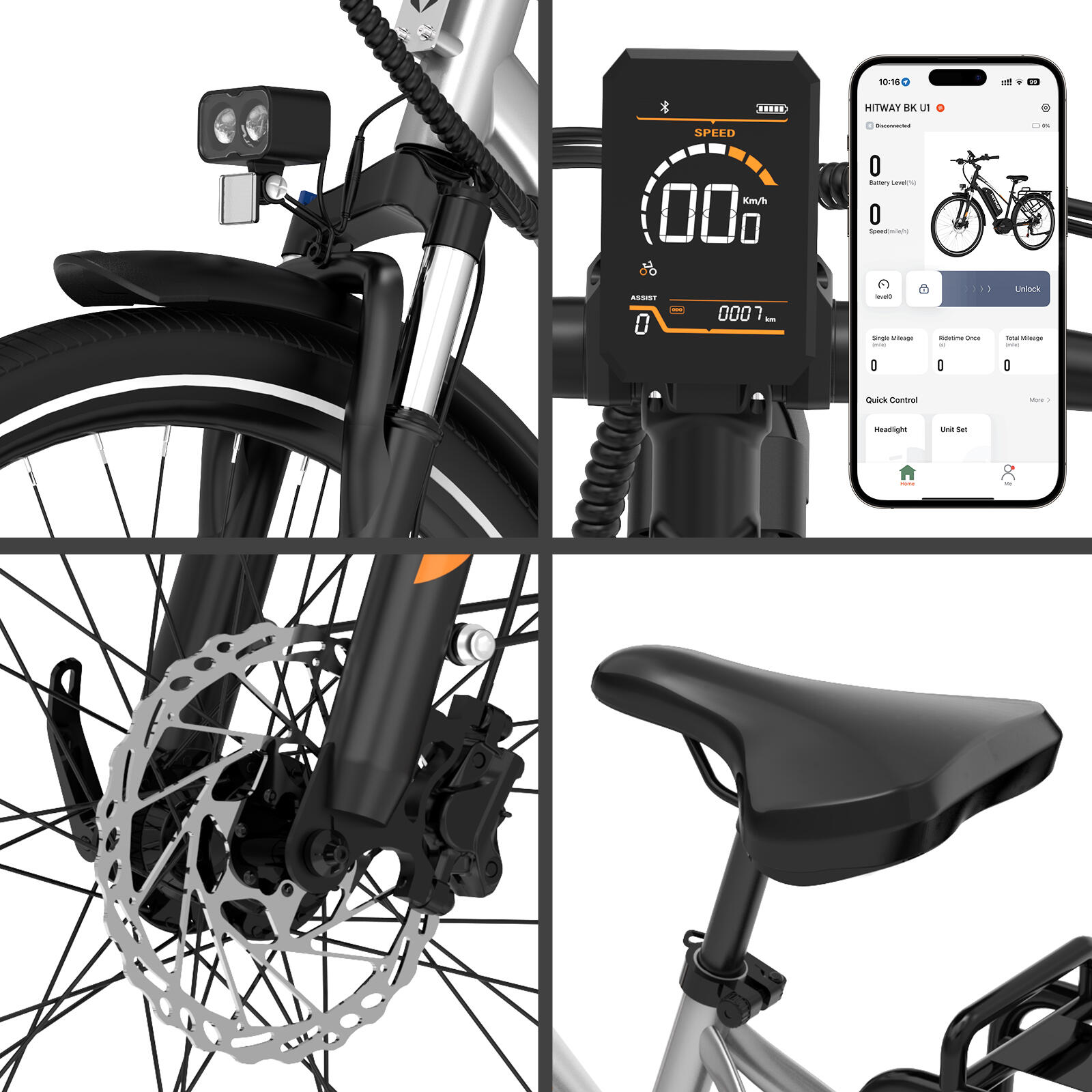 Vélo électrique de ville moteur central capteur couple 150 km BK-U1 7/7
