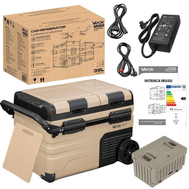 Frigider turistic cu compresor Vayox VA-EW39 12/24/230V, cu acumulator, 39 L