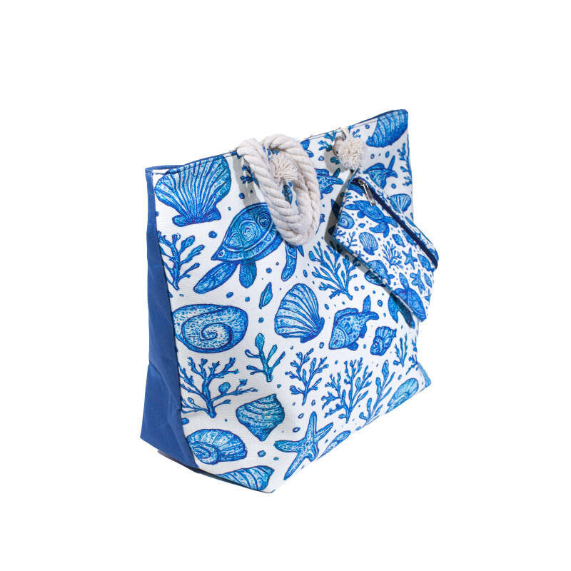 BOLSO ESTAMPADO DE PLAYA CON MONEDERO TORTUGA MIX 2/3