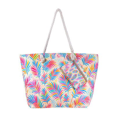 BORSA DA MARE STAMPATA CON BORSA IN PIUMA