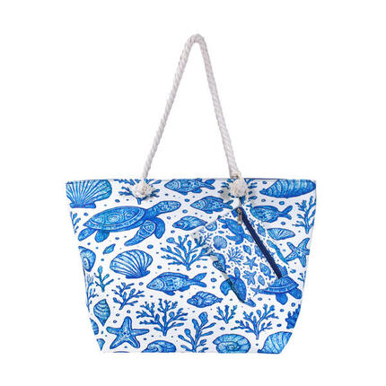 SAC DE PLAGE IMPRIMÉ AVEC PORTE-MONNAIE TORTUE MIX