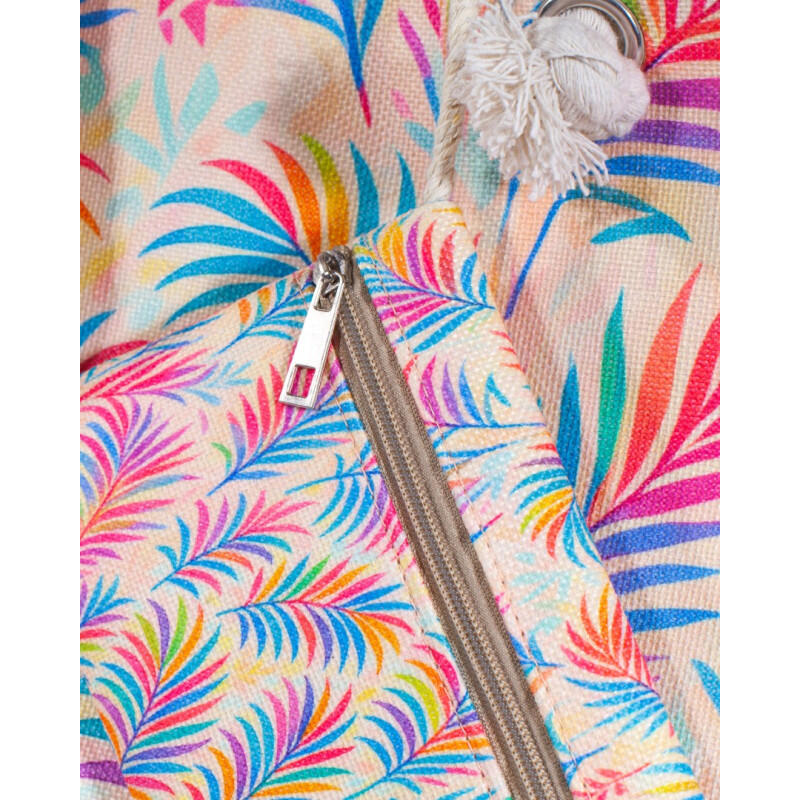 BOLSO ESTAMPADO DE PLAYA CON MONEDERO PLUMAS 4/4