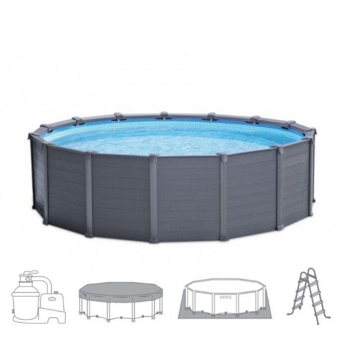 Ø 478 x 124 cm Intex Graphite Panel Pool Set rund 2/6