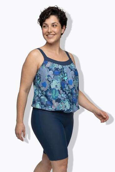 Femme Tankini bas longueur cycliste motif floral