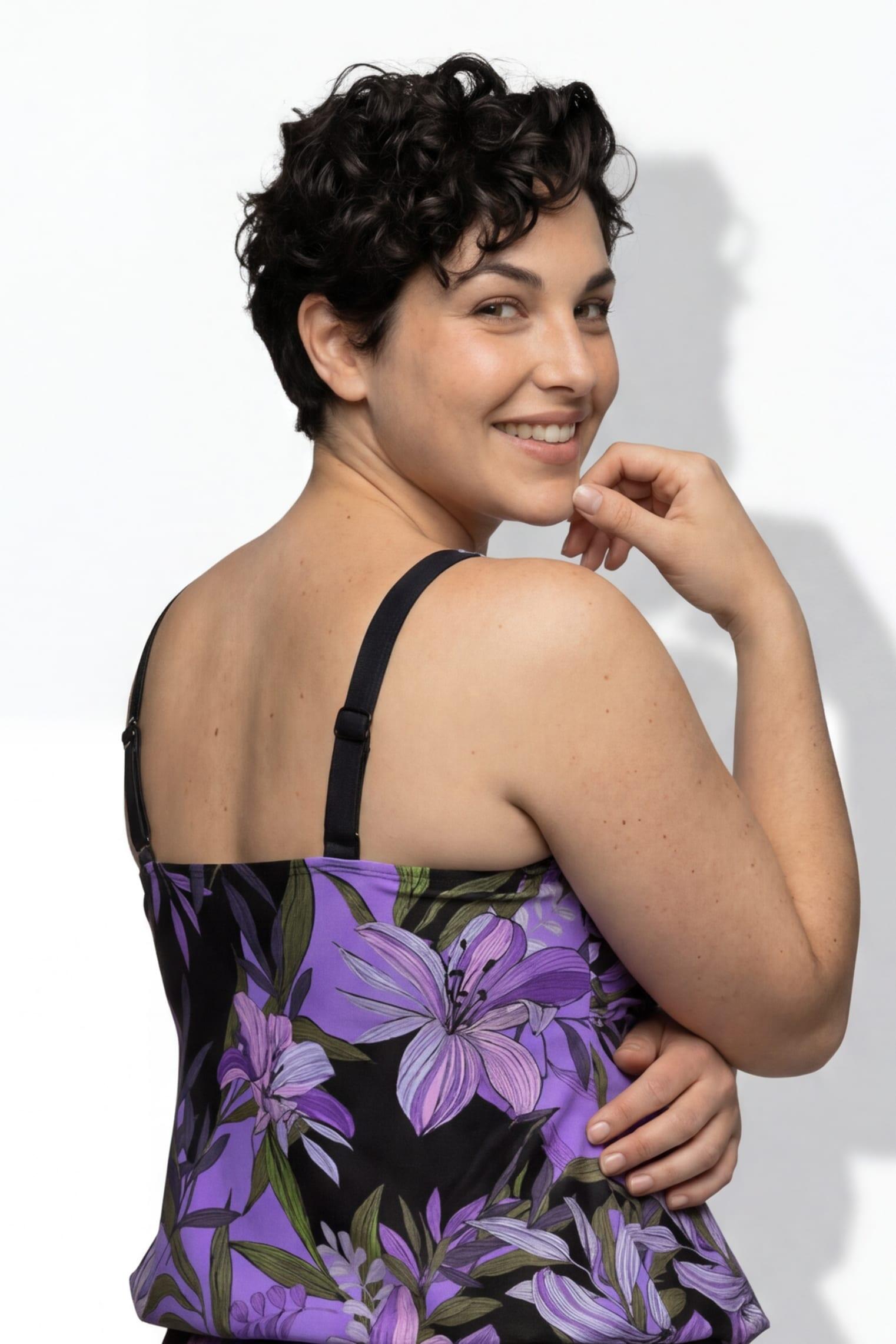Dames Tankini lelies zachte cups elastische zoom verstelbare bandjes 4/7