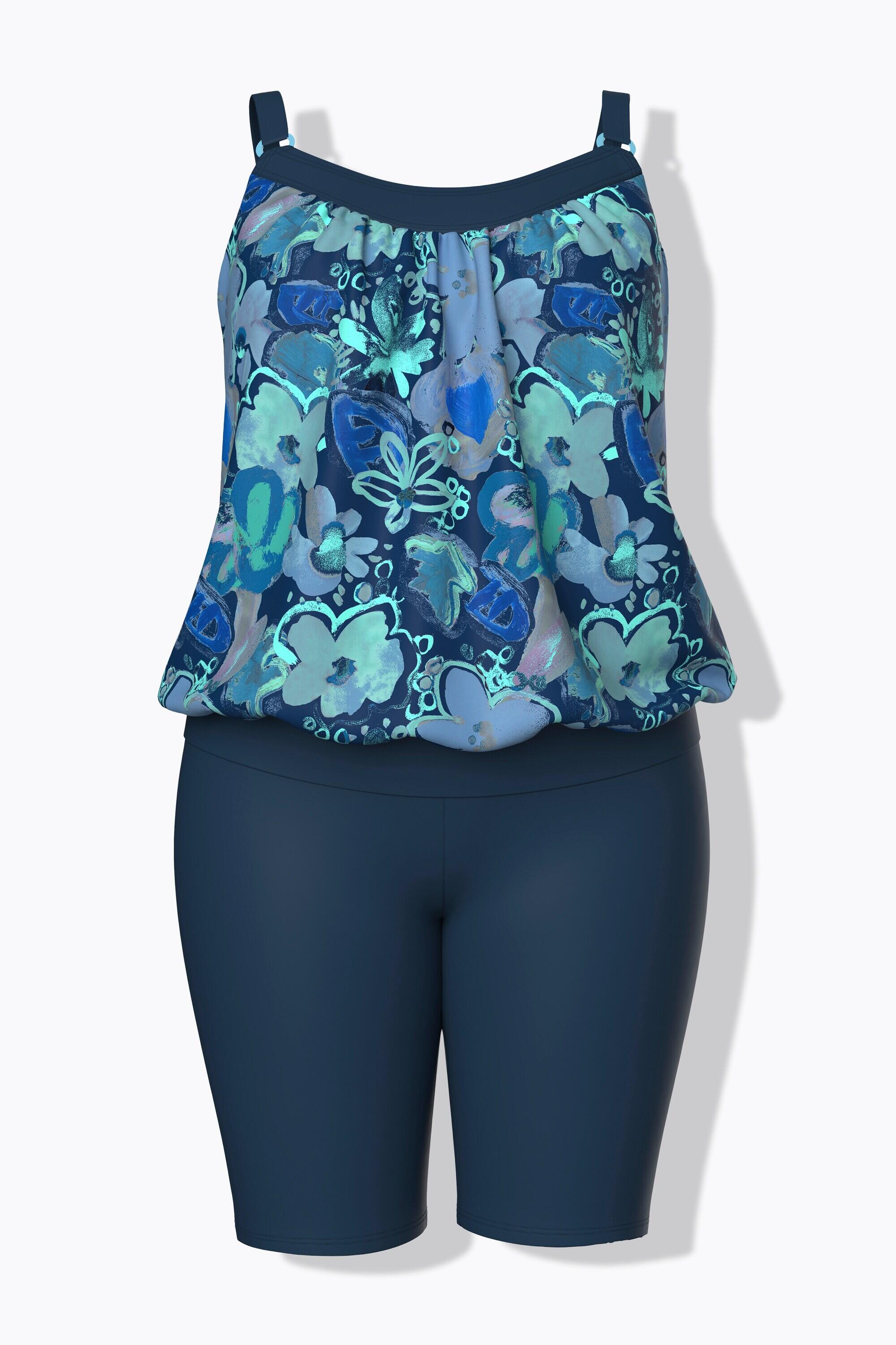 Femme Tankini bas longueur cycliste motif floral 6/7