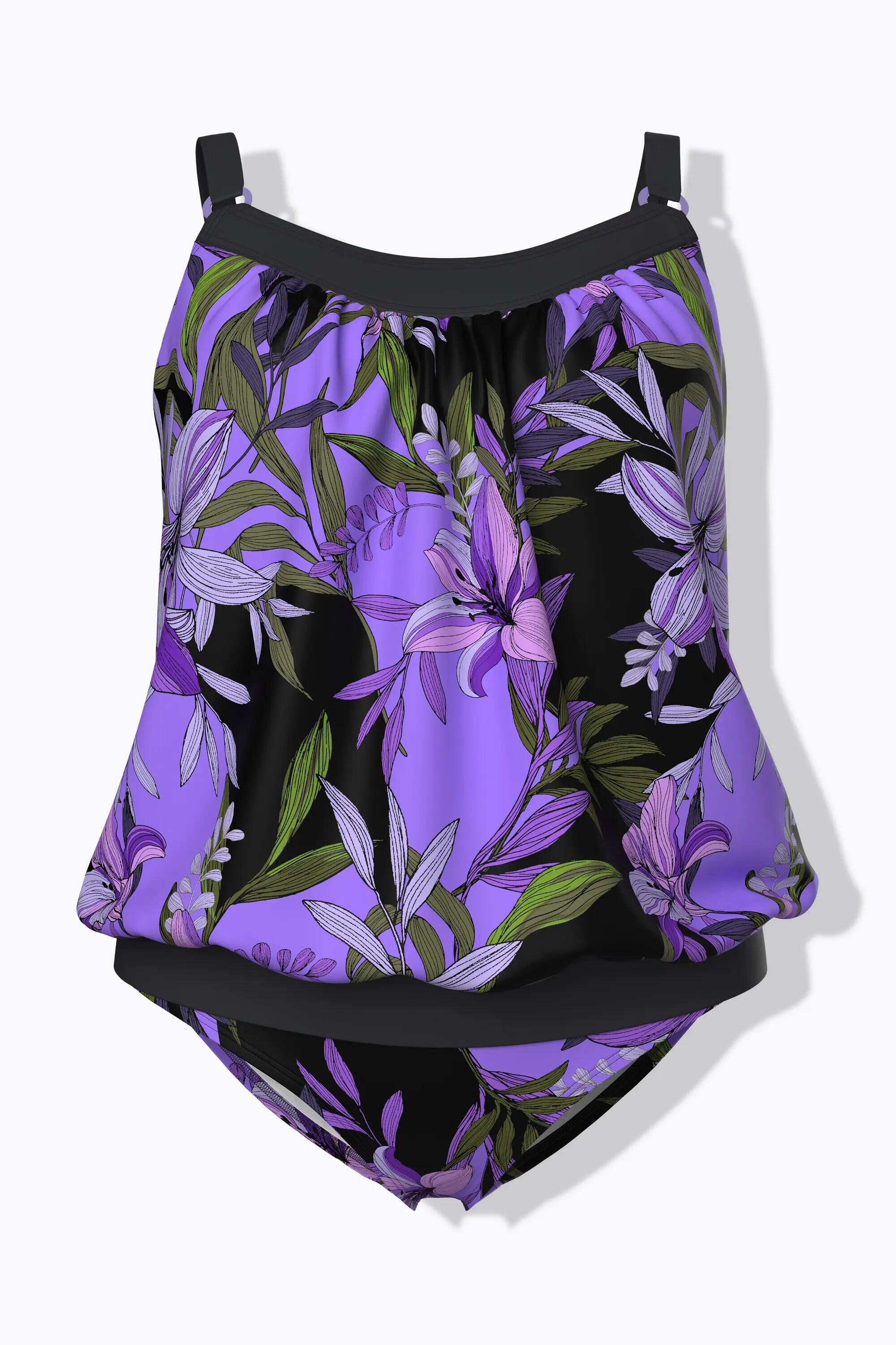 Dames Tankini lelies zachte cups elastische zoom verstelbare bandjes 6/7