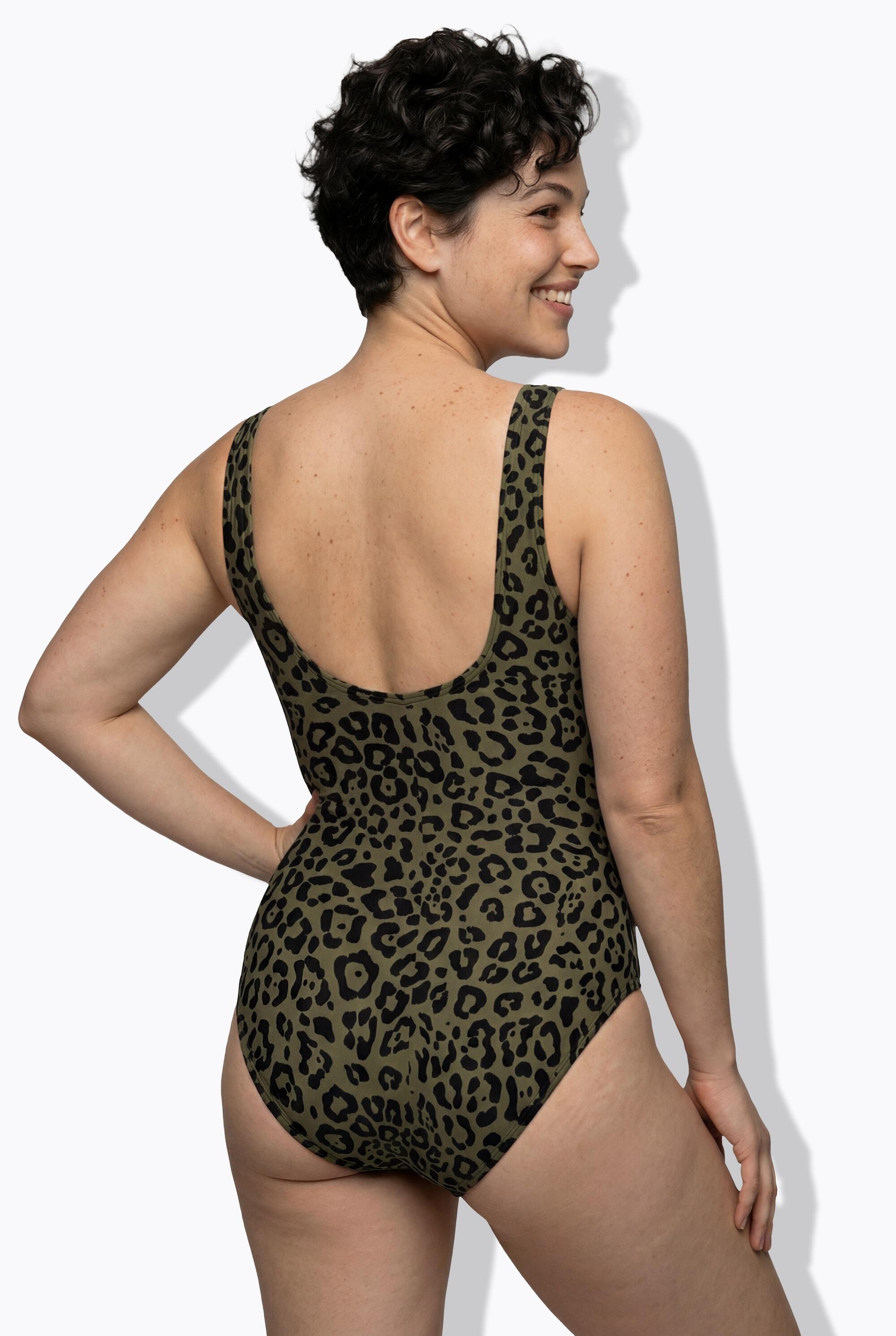 Femme Maillot de bain sans bonnets souples décolleté rond et motif léopard 2/7