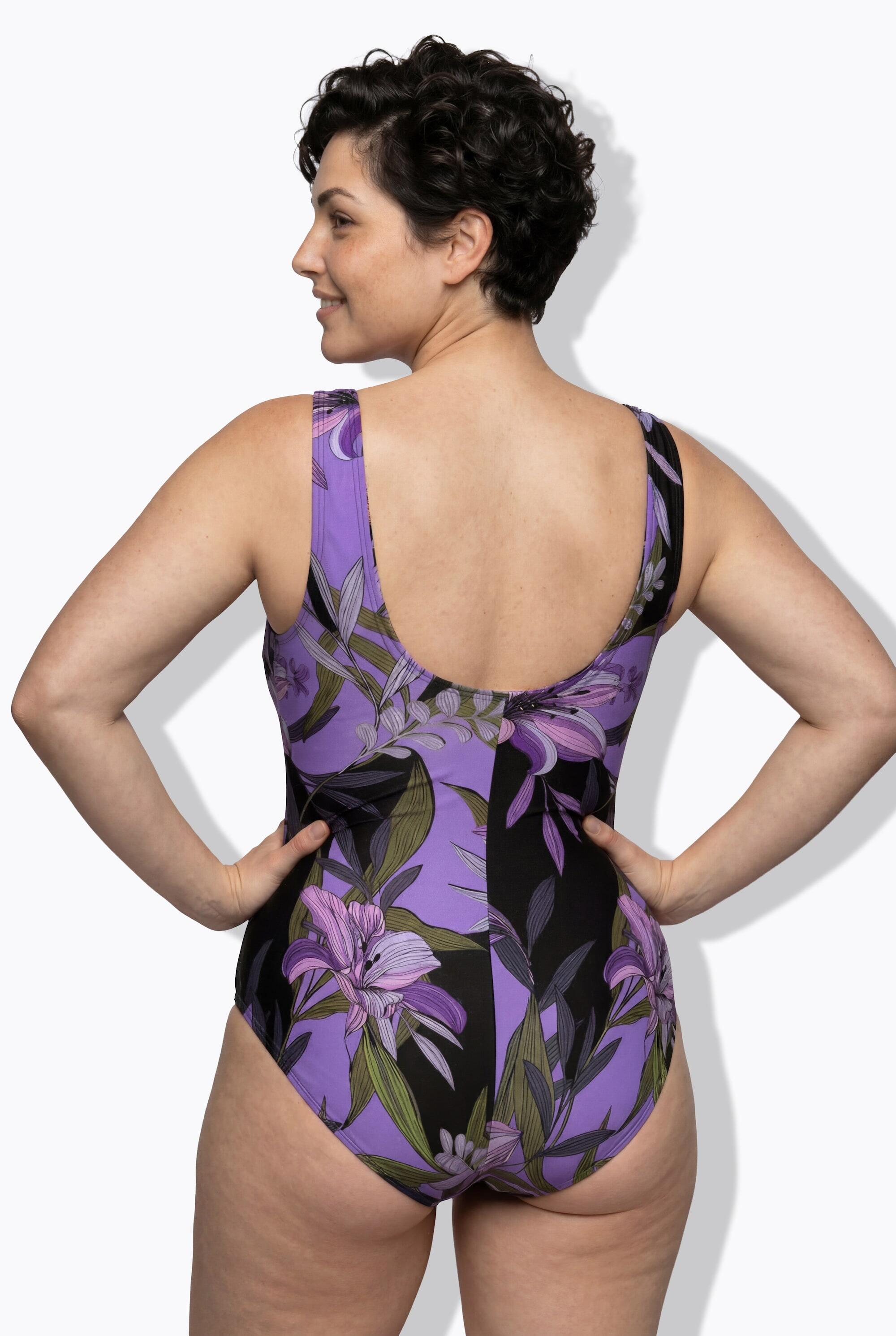 Femme Maillot de bain motif lys sans bonnets souples décolleté rond 2/7