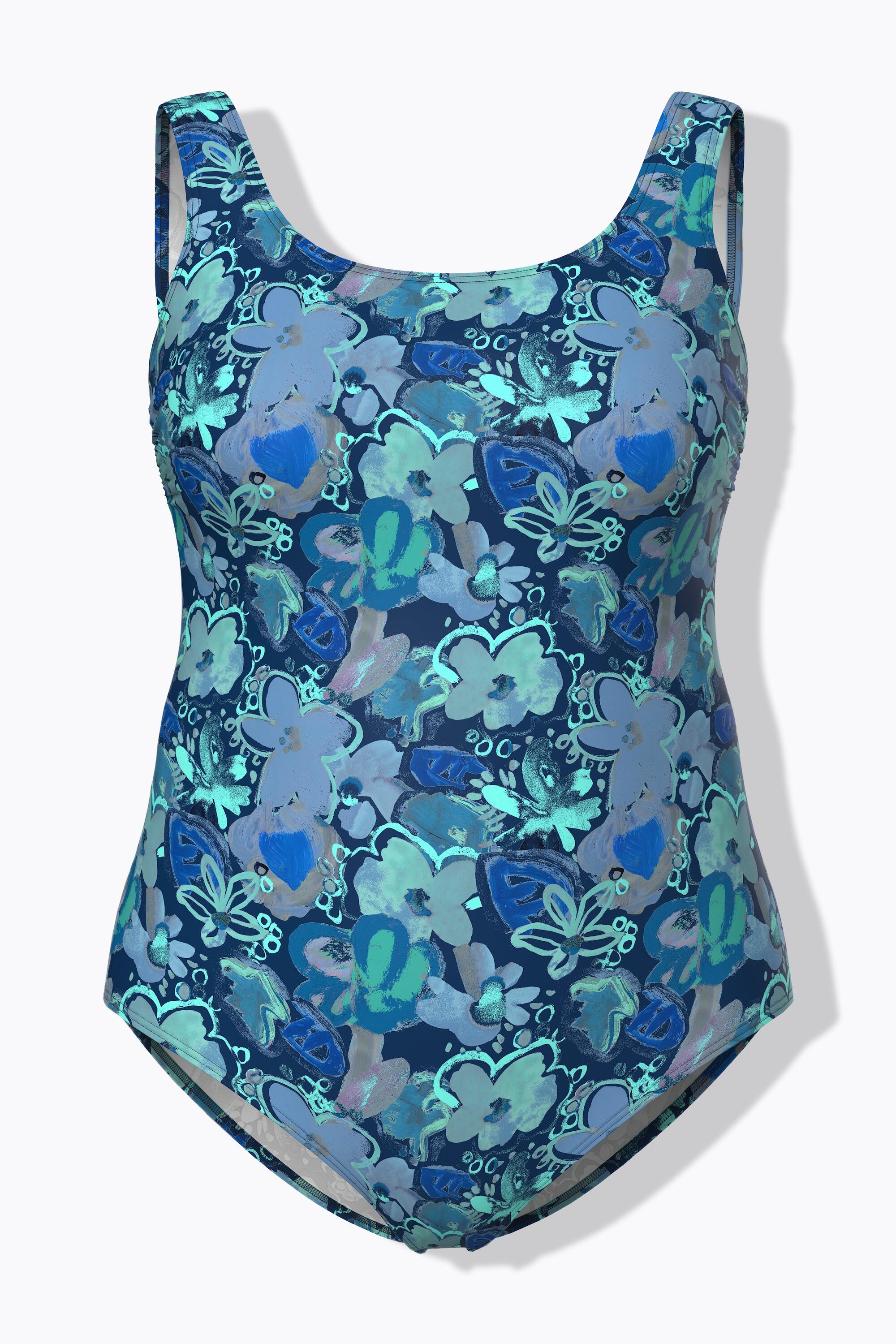 Femme Maillot de bain à fleurs sans bonnets souples décolleté rond 5/7