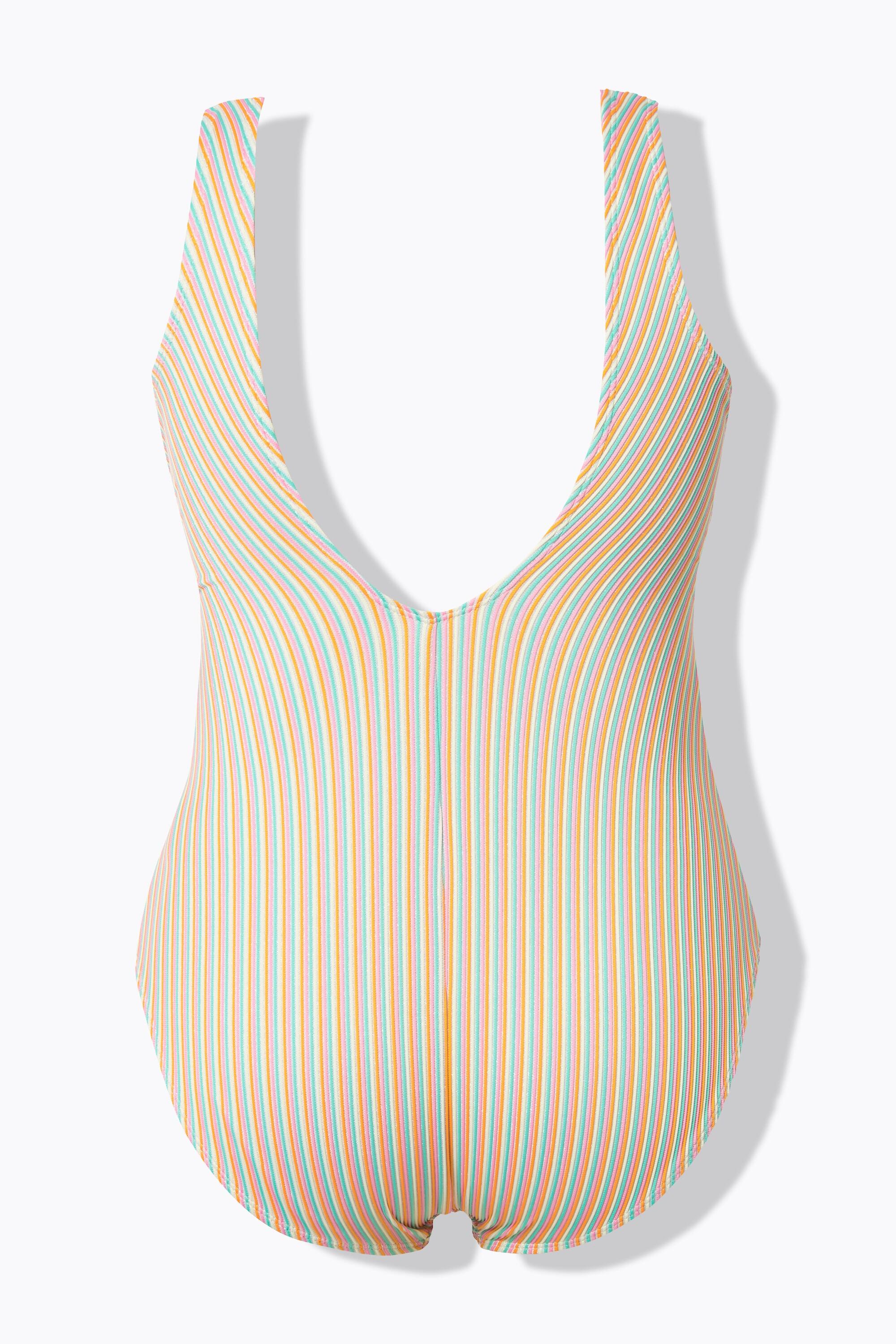 Femme Maillot de bain à bonnets souples anneau fantaisie et tissu rayé texturé 7/7
