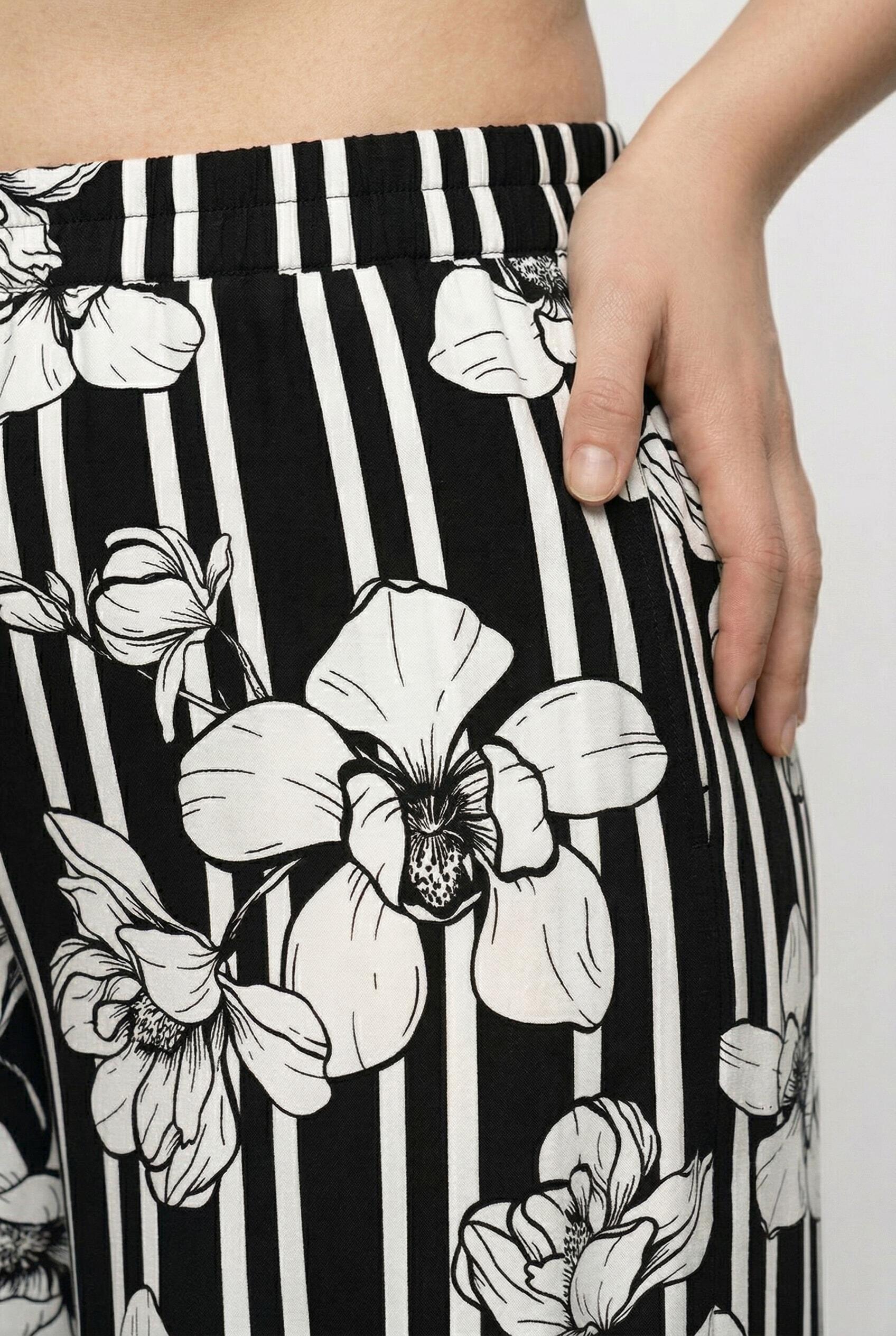 Femme Pantalon Palazzo dans un imprimé fleurs/rayures 3/7