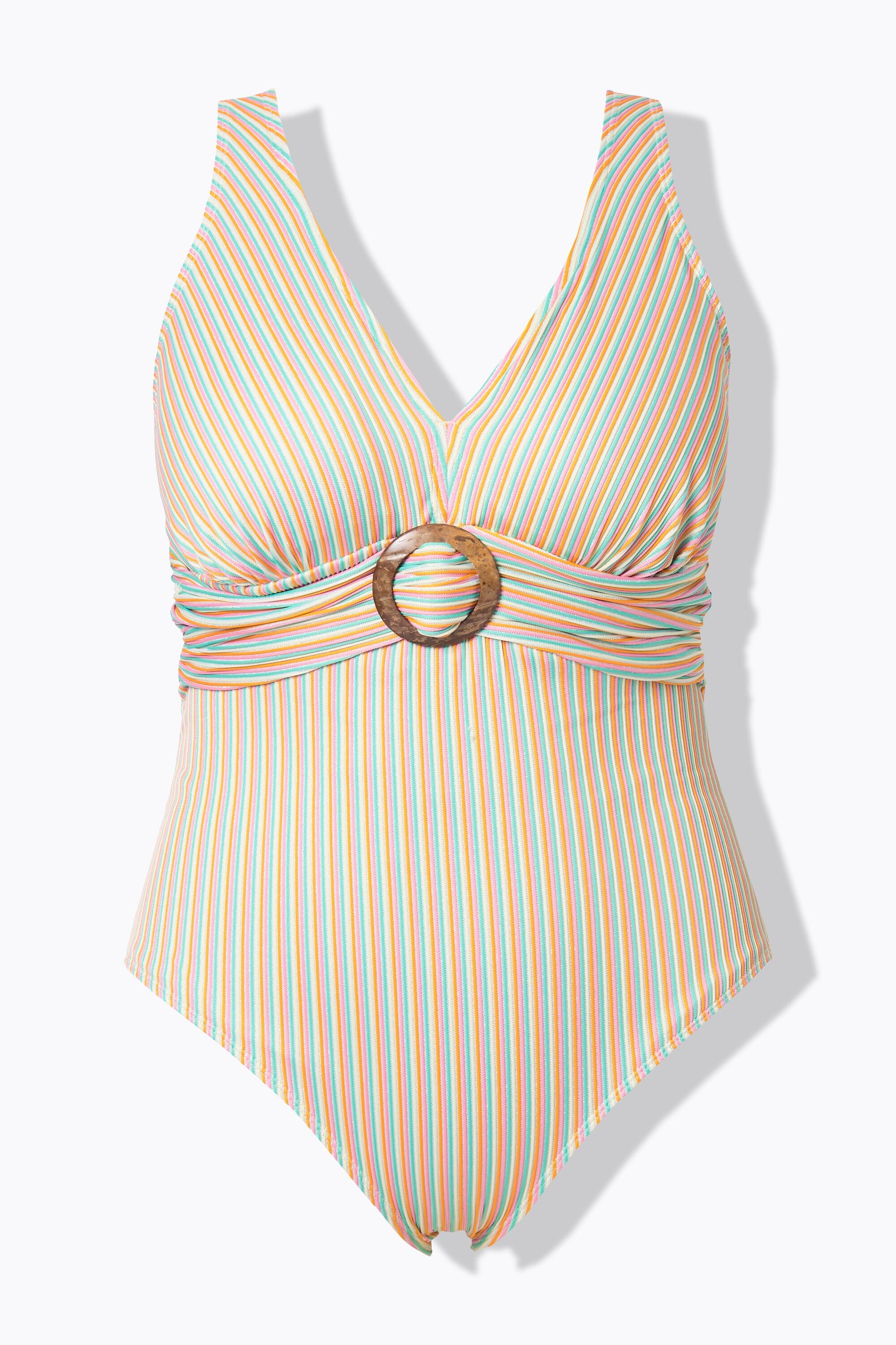 Femme Maillot de bain à bonnets souples anneau fantaisie et tissu rayé texturé 6/7