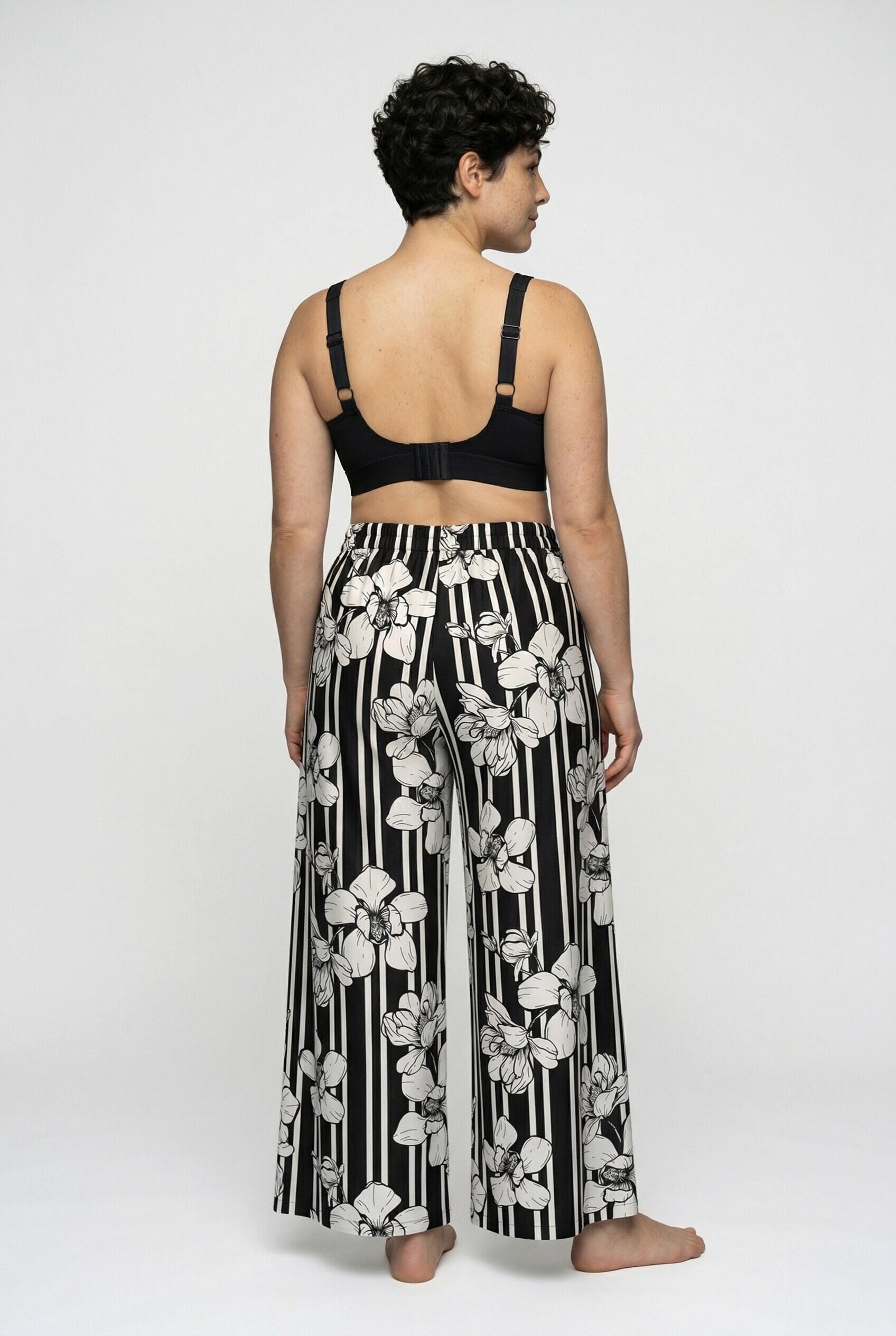 Femme Pantalon Palazzo dans un imprimé fleurs/rayures 2/7