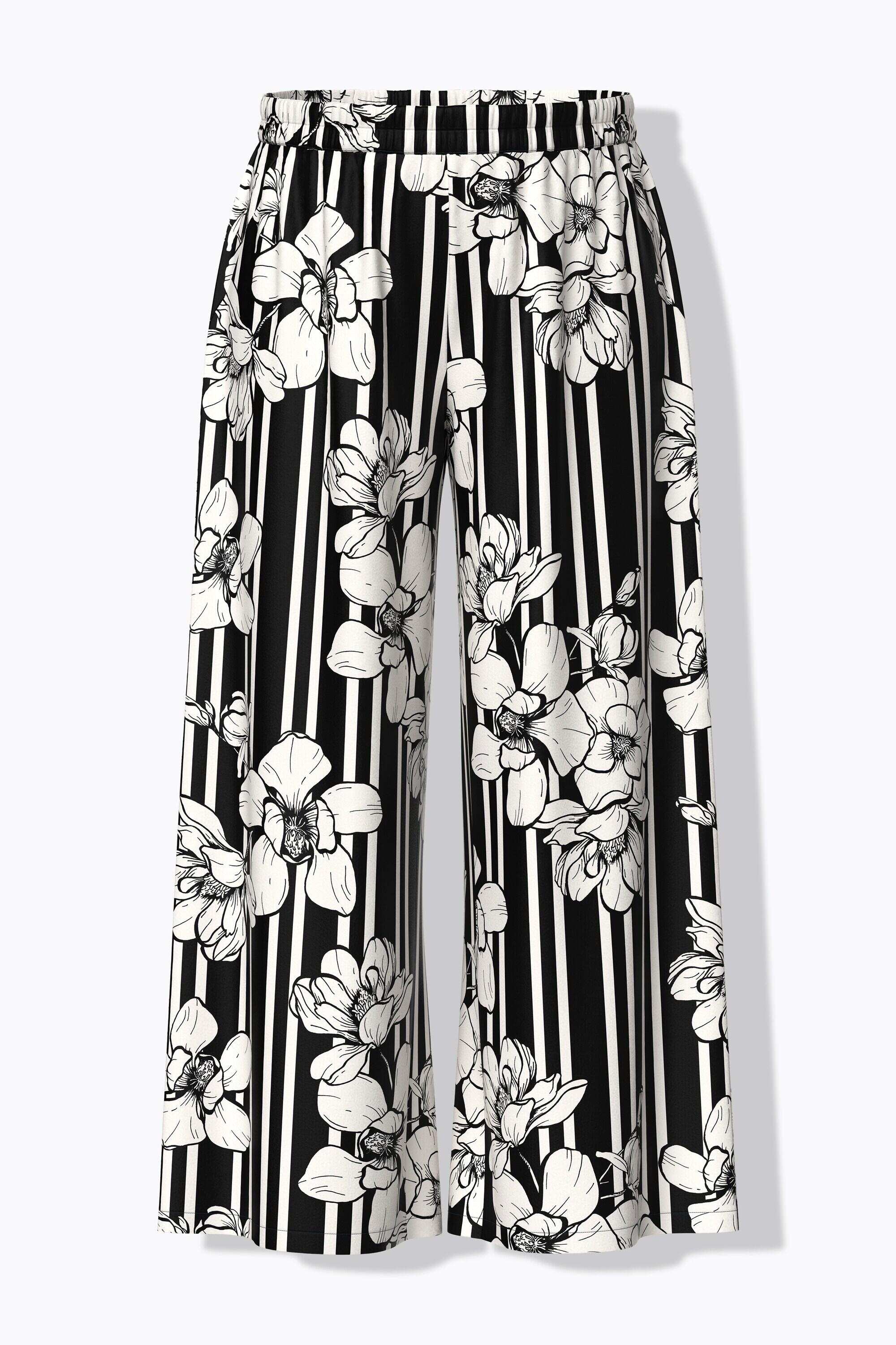 Femme Pantalon Palazzo dans un imprimé fleurs/rayures 5/7