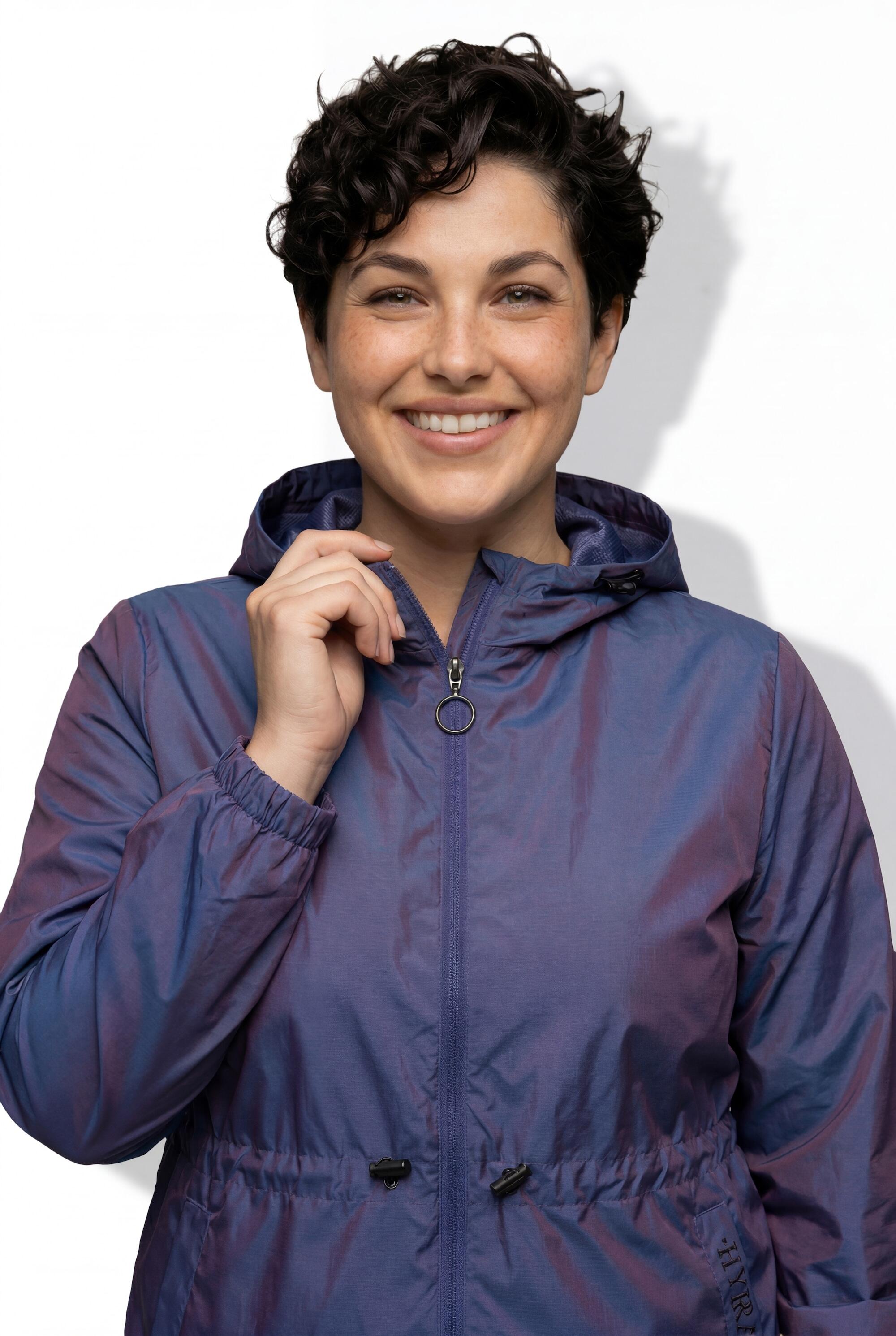 Damen Funktionsjacke schimmernd wasserabweisend Kapuze 3/7