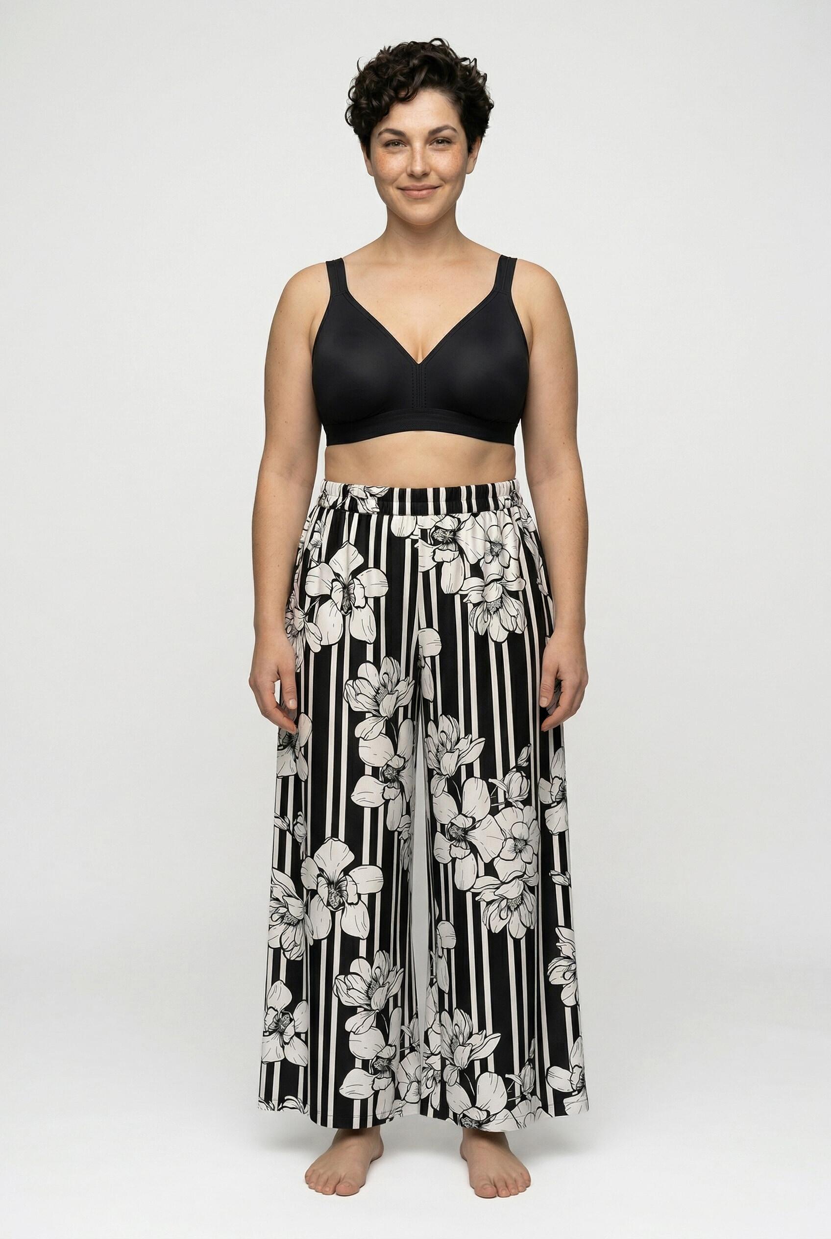 Femme Pantalon Palazzo dans un imprimé fleurs/rayures 1/7