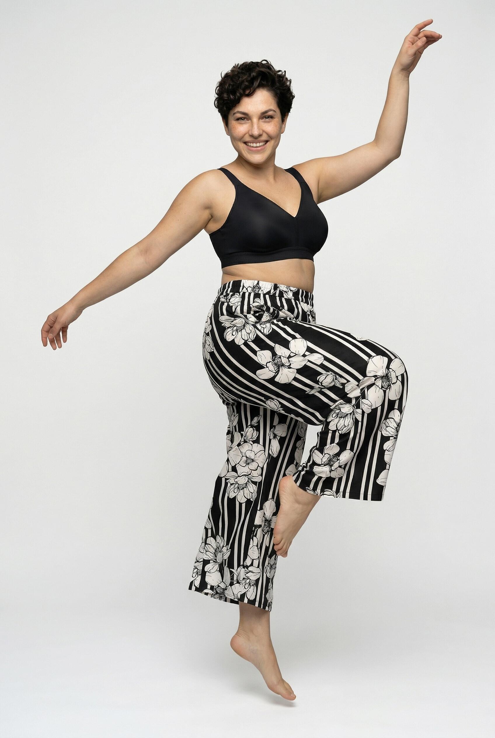 Femme Pantalon Palazzo dans un imprimé fleurs/rayures 4/7