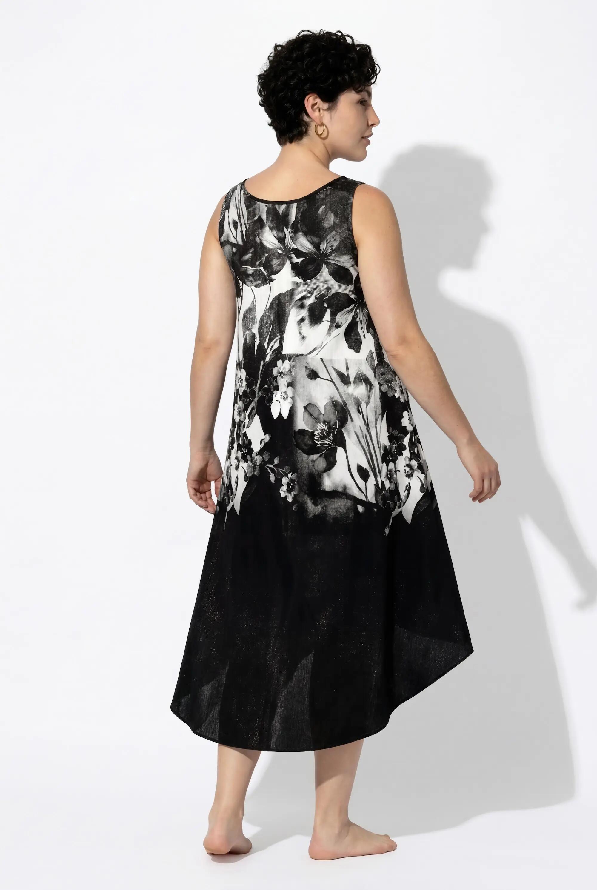 Femme Robe midi sans manches décolleté rond et motif à fleurs coupe évasée 2/7
