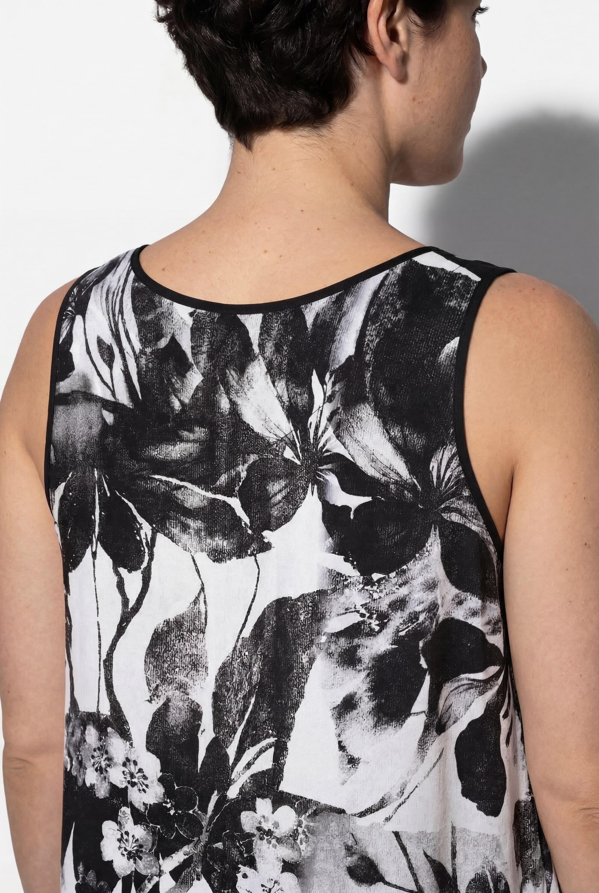 Femme Robe midi sans manches décolleté rond et motif à fleurs coupe évasée 4/7