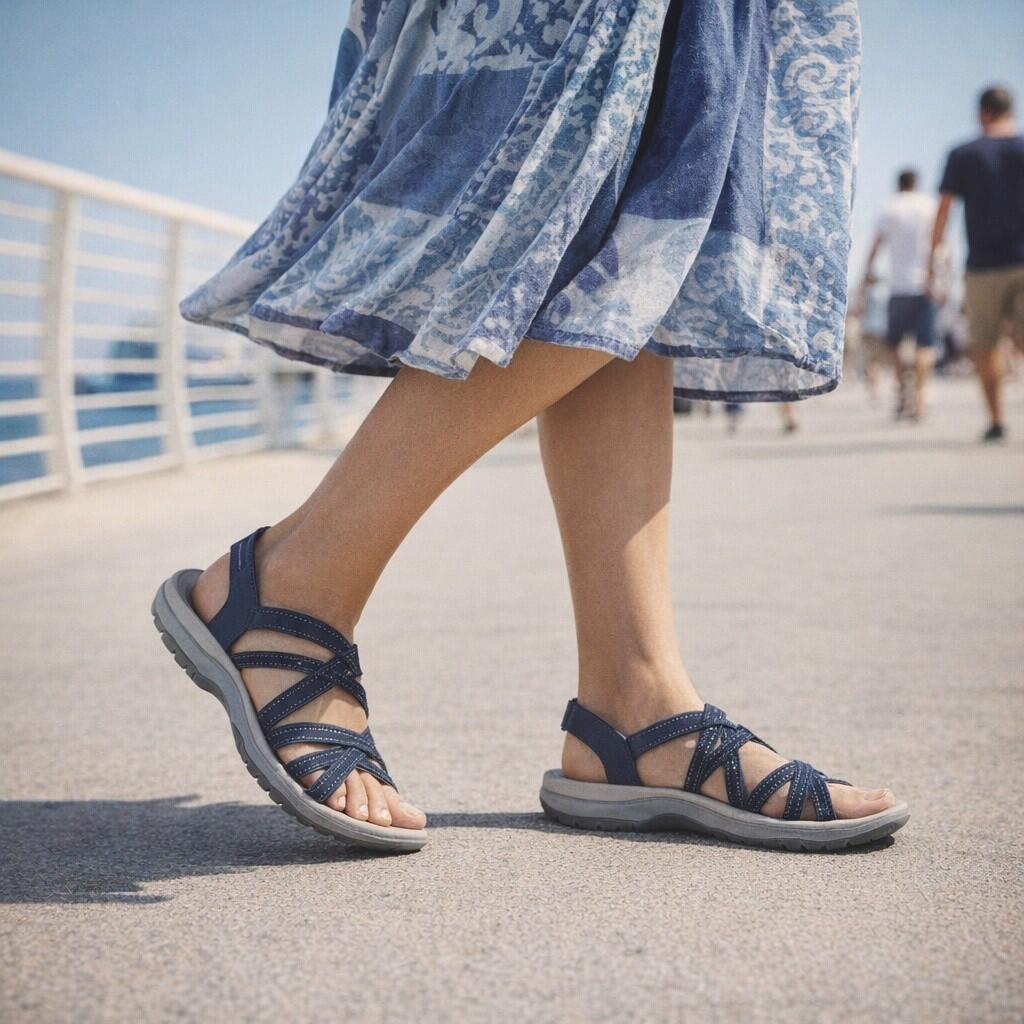 Sandalias Skechers Mujer Reggae Slim - Summer Getaway  Azul marino 6/7