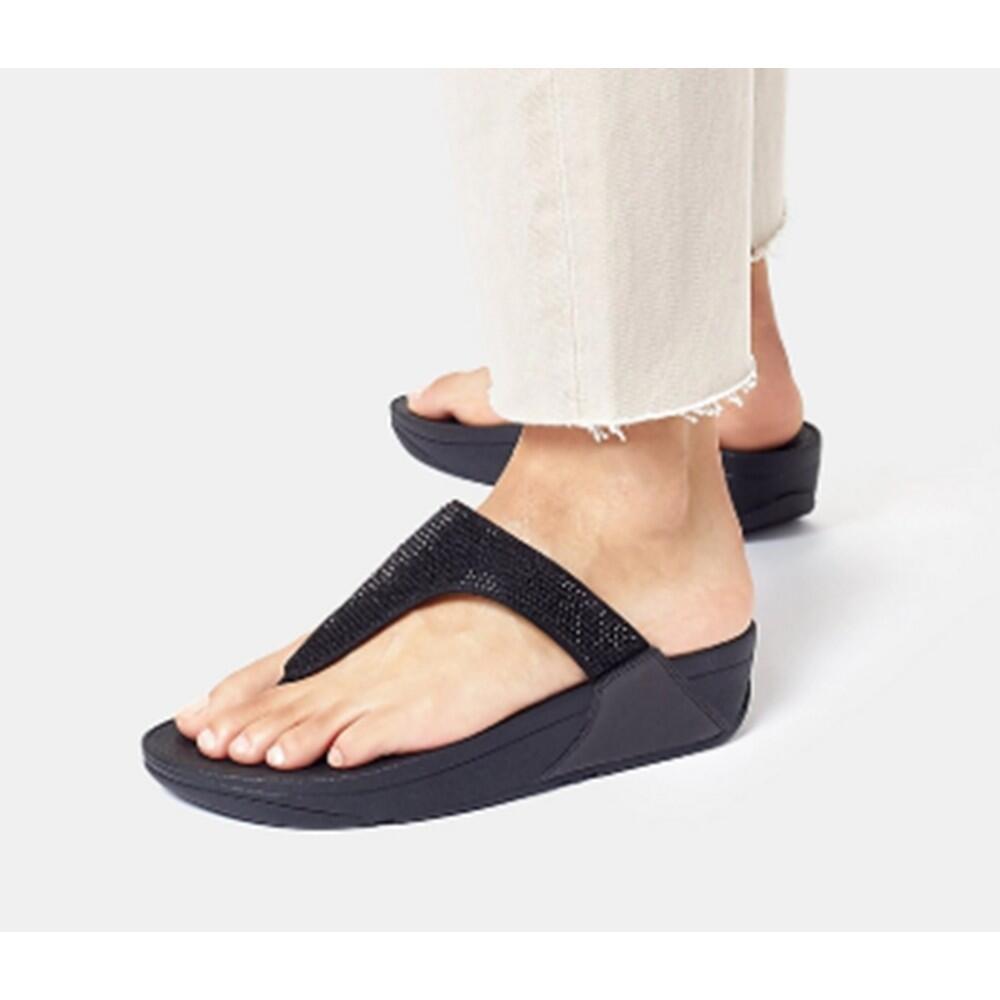 Chancla Ergonomica Mujer Fitflop Lulu Crystal Embellished Negro 6/7