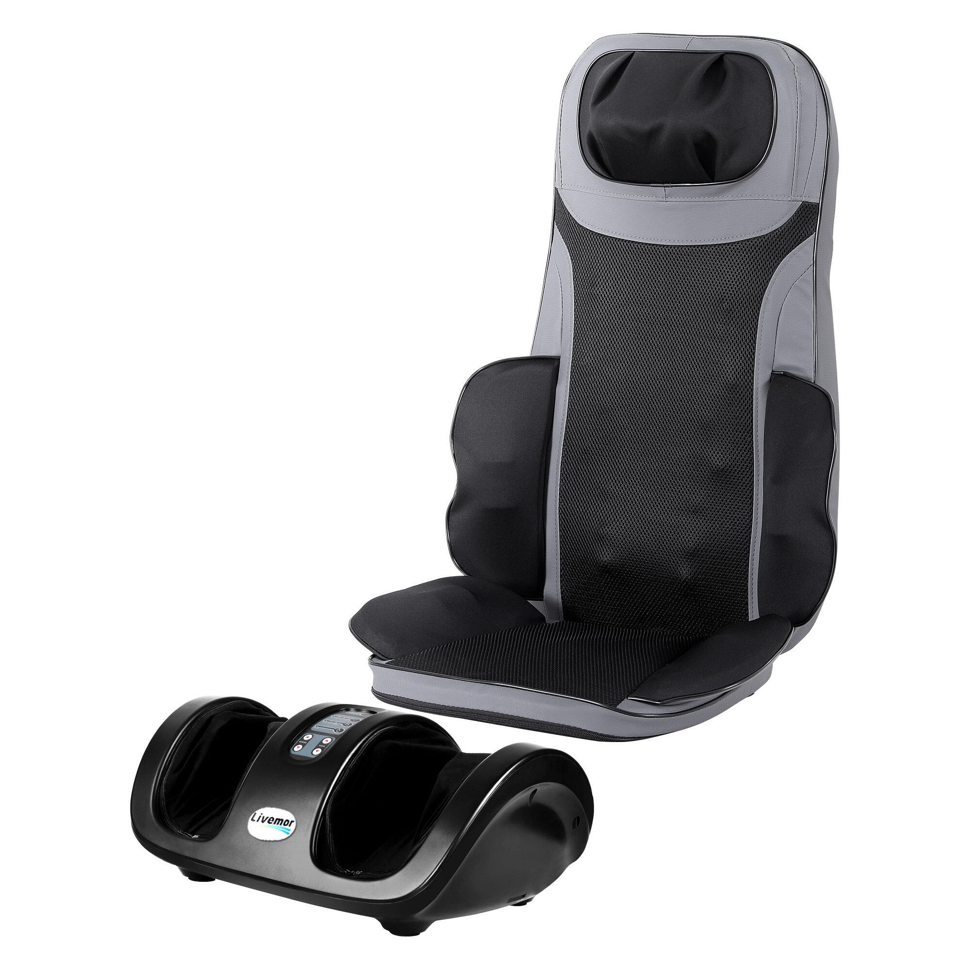 Livemor Full Back Massage Seat Cushion Heating With Kneading Foot Massagers