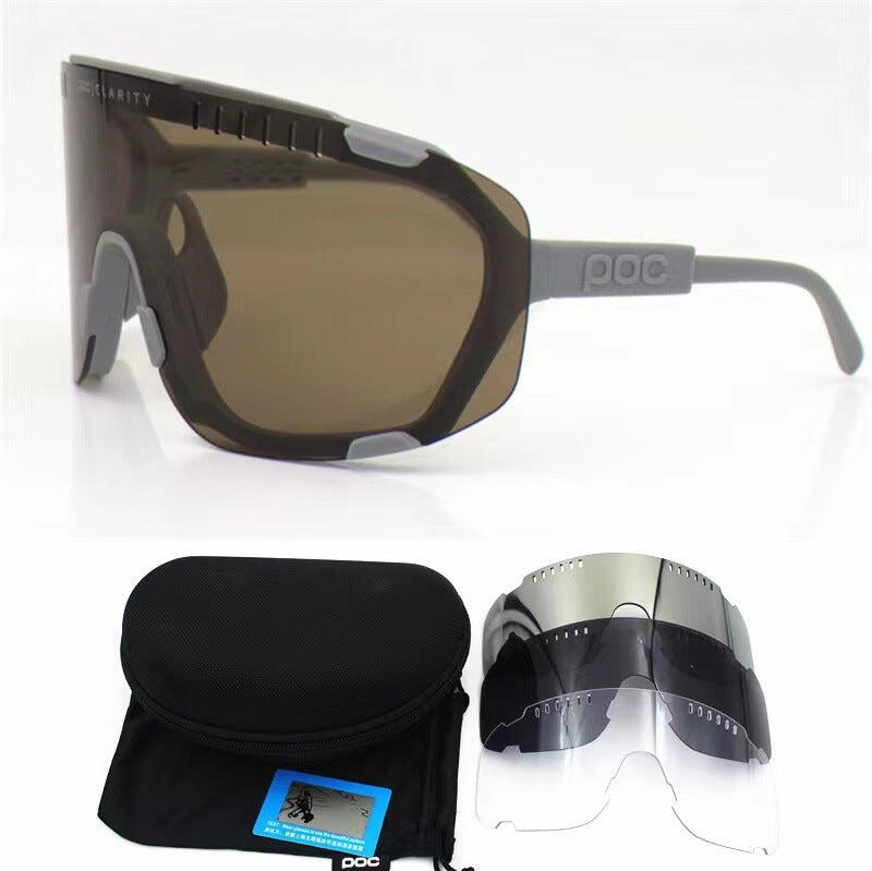 Grey Frame Oversized Shield Wide Vision Cycling Sunglasses