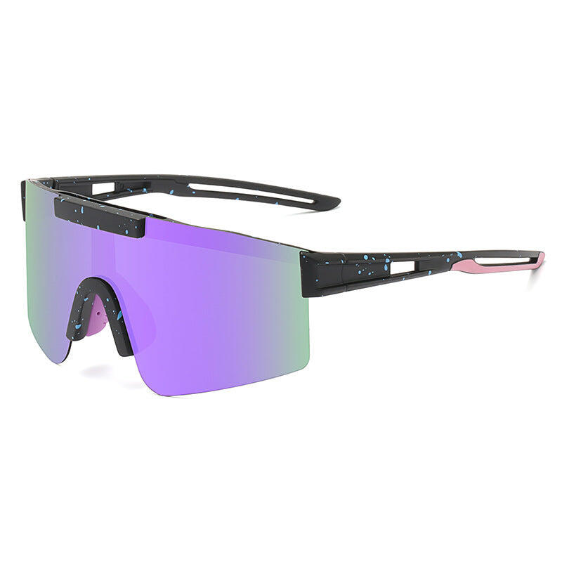 Purple Lenses With Black Temples Polarized Wraparound Sports Sunglasses