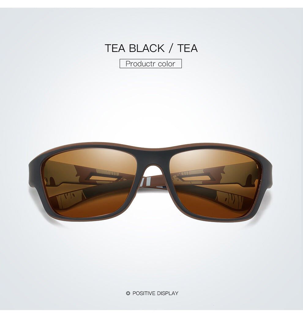 2 pcs Stylish Polarized Sports Sunglasses with UV Protection - Tea Black