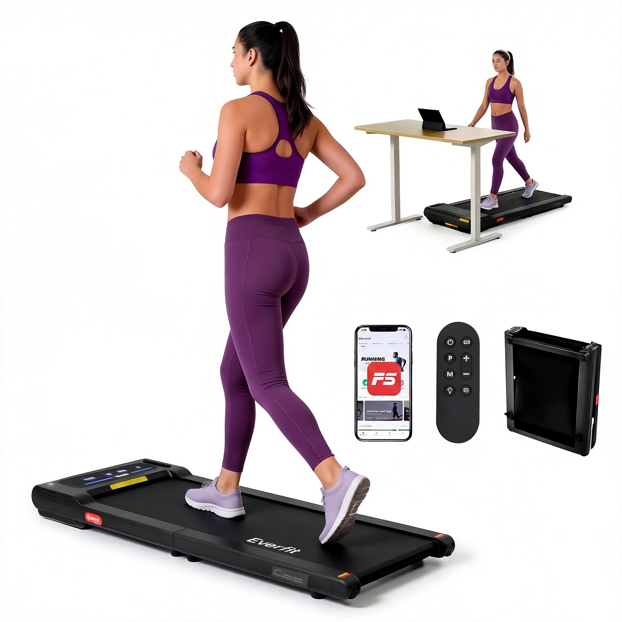 Everfit Walking Pad Treadmill 2 in 1 Foldable Under Desk for Home Gym With 38cm