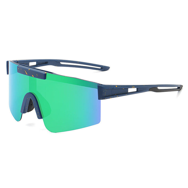 Green Lenses With Black Temples Polarized Wraparound Sports Sunglasses