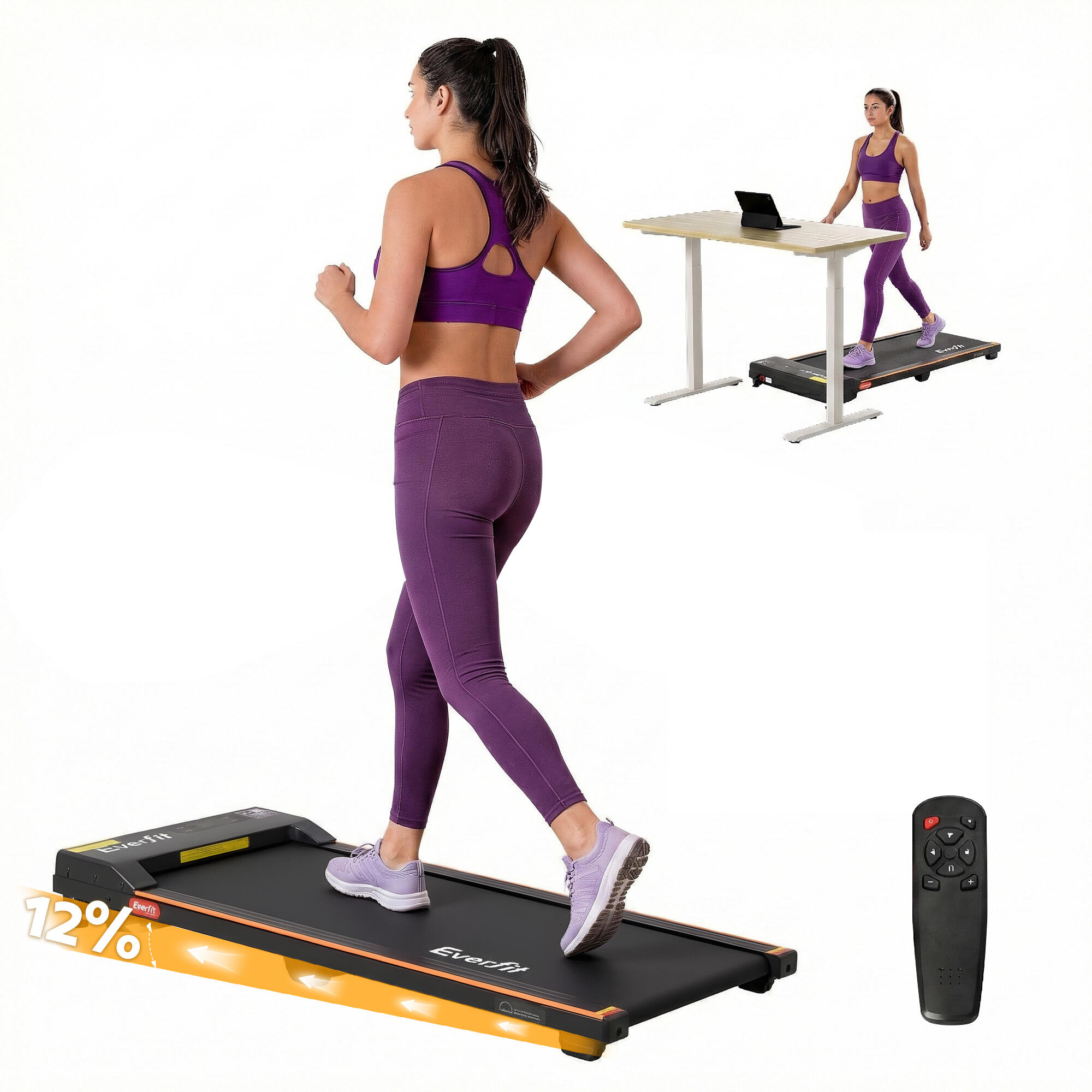 Everfit 3 in 1 Walking Pad Treadmill 12% Incline Under Desk Treadmills for Home