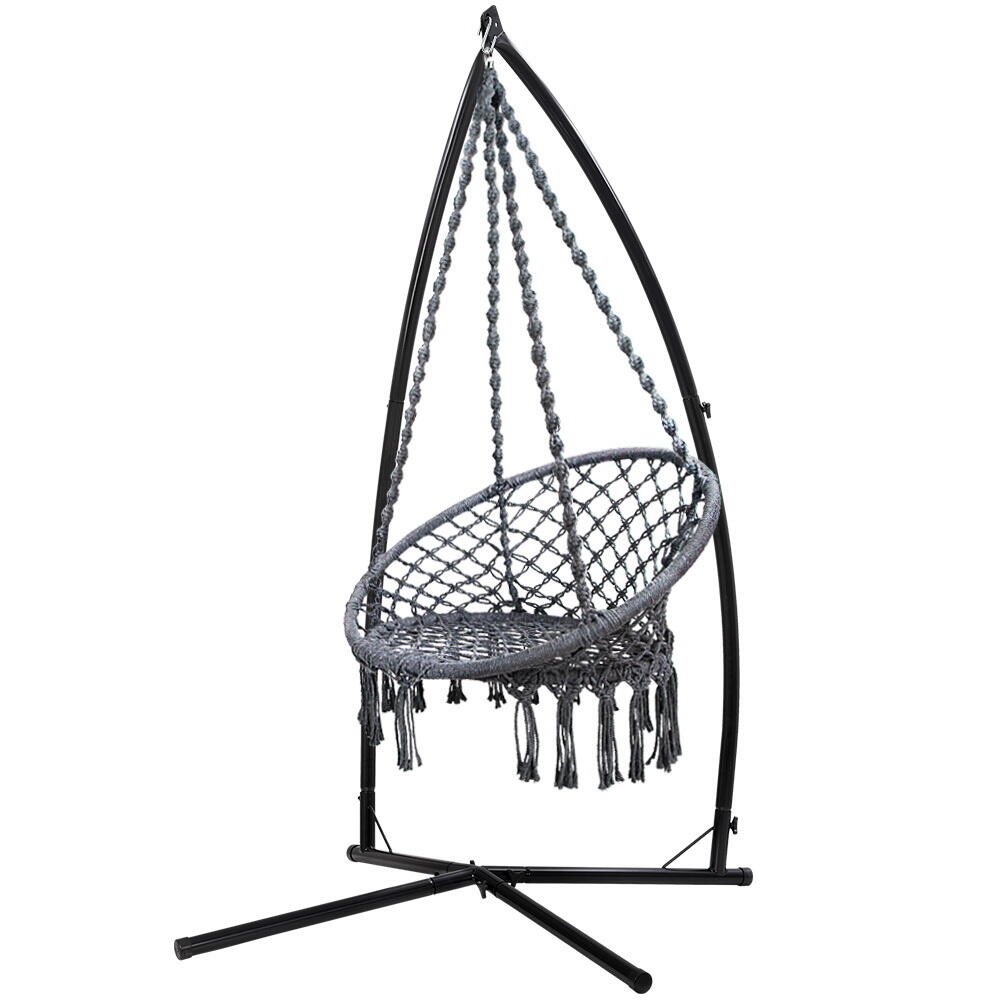 Gardeon Hammock Chair with Steel Stand Macrame Outdoor Swinging
