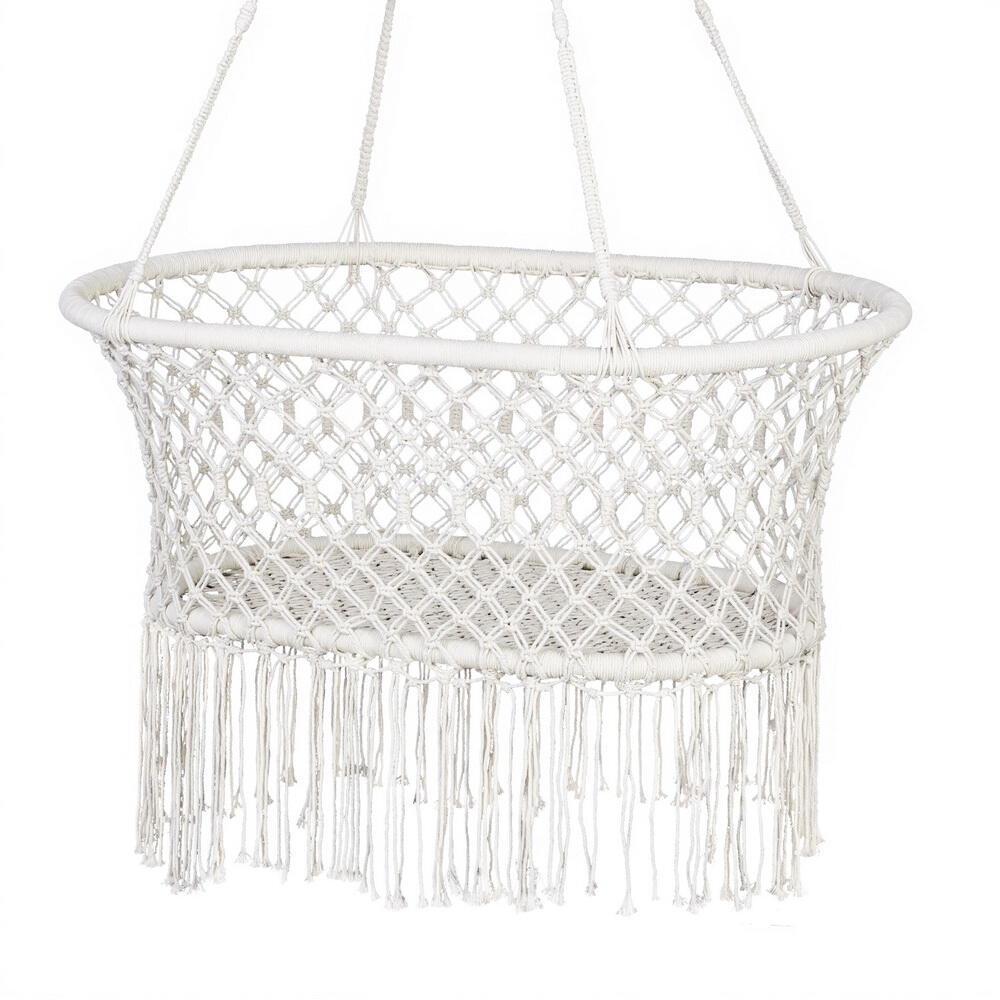 Gardeon Hammock Chair Cotton Swing Chair Outdoor Indoor Cream