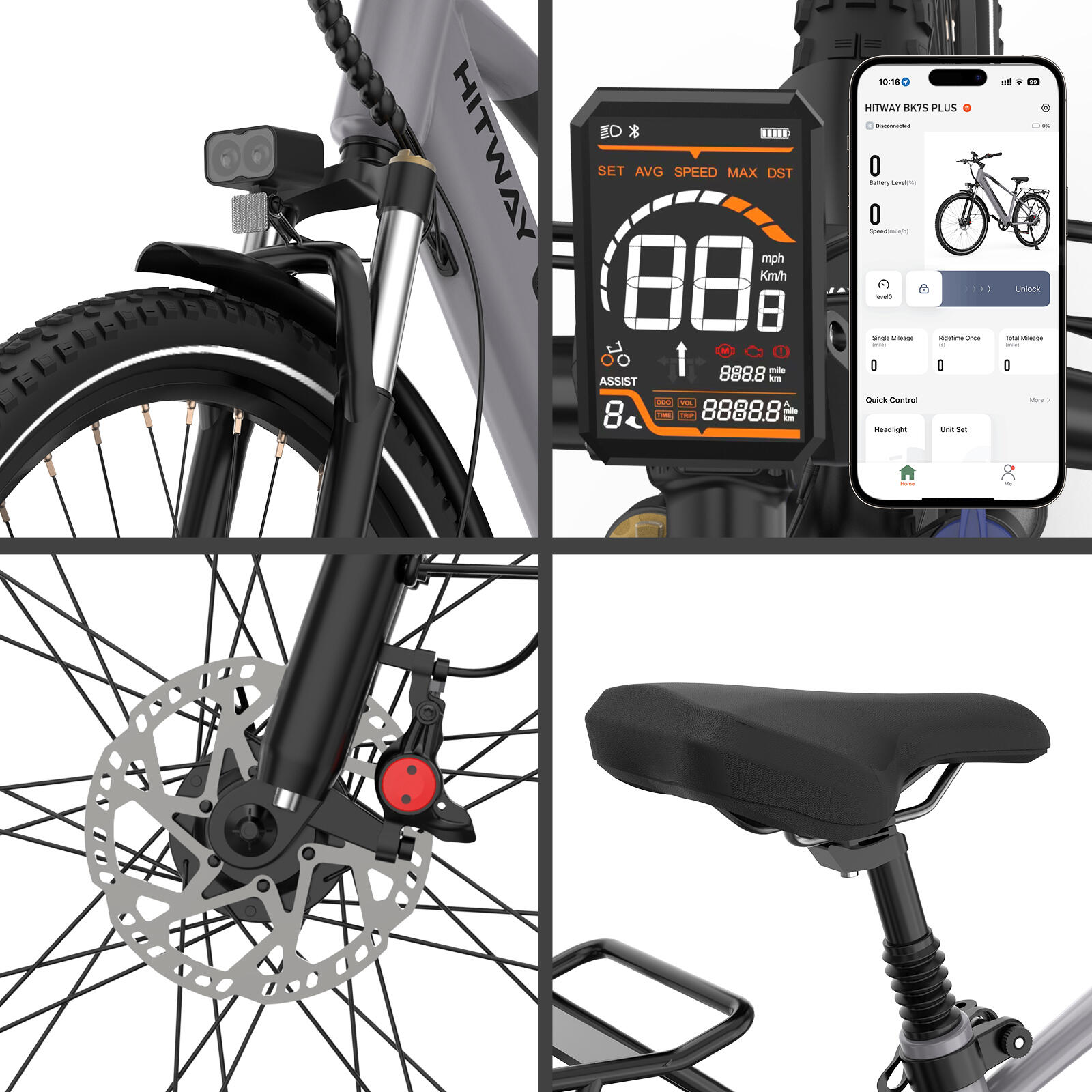 VTC électrique 29" 12,8Ah batterie amovible 80km BK7SPLUS, APP NFC 6/7