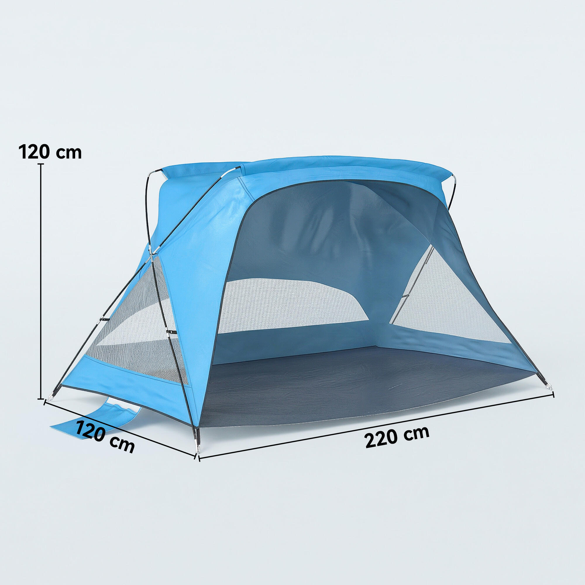 Tenda de praia 220x120x120 cm azul celeste Outsunny 3/5