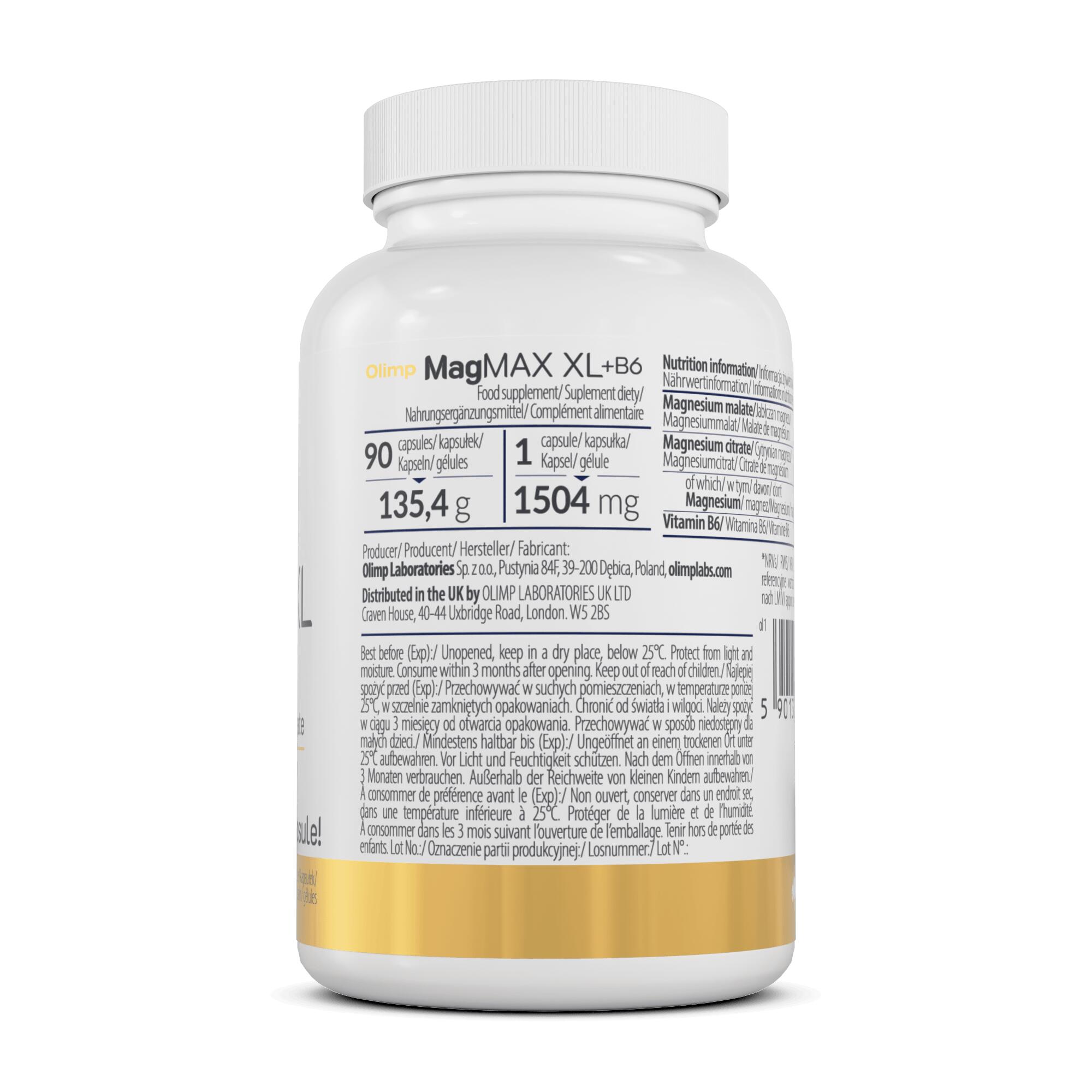OLIMP MagMAX XL + B6 90kaps MAGNEZ 2 FORMY CYTRYNIAN JABŁCZAN WITAMINA B6 3/3