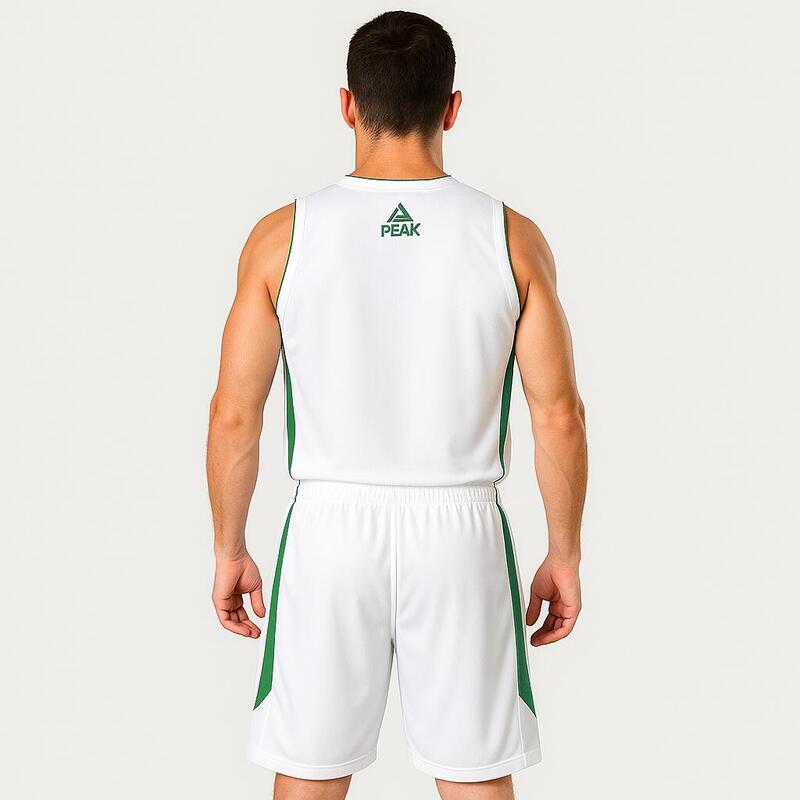 Set maiou/short baschet PEAK Jungle Alb/Verde