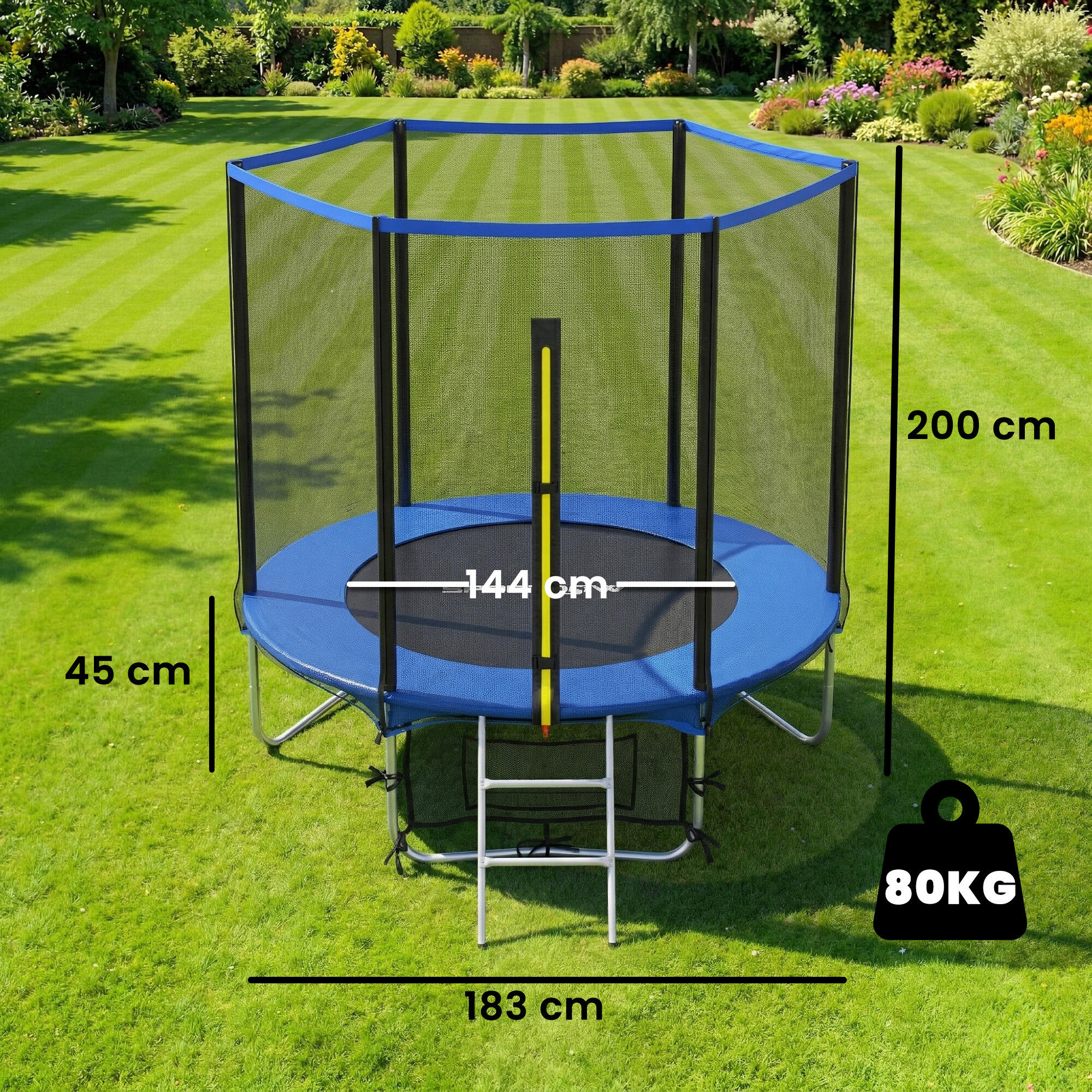 Trampolim exterior 183x183x200 cm azul SPORTNOW 3/5