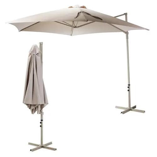 Umbrelă de terasă rotativă cu braț, cu paravânt, 3 m, Bej, 170 g/m2, UPF30+ 3/4