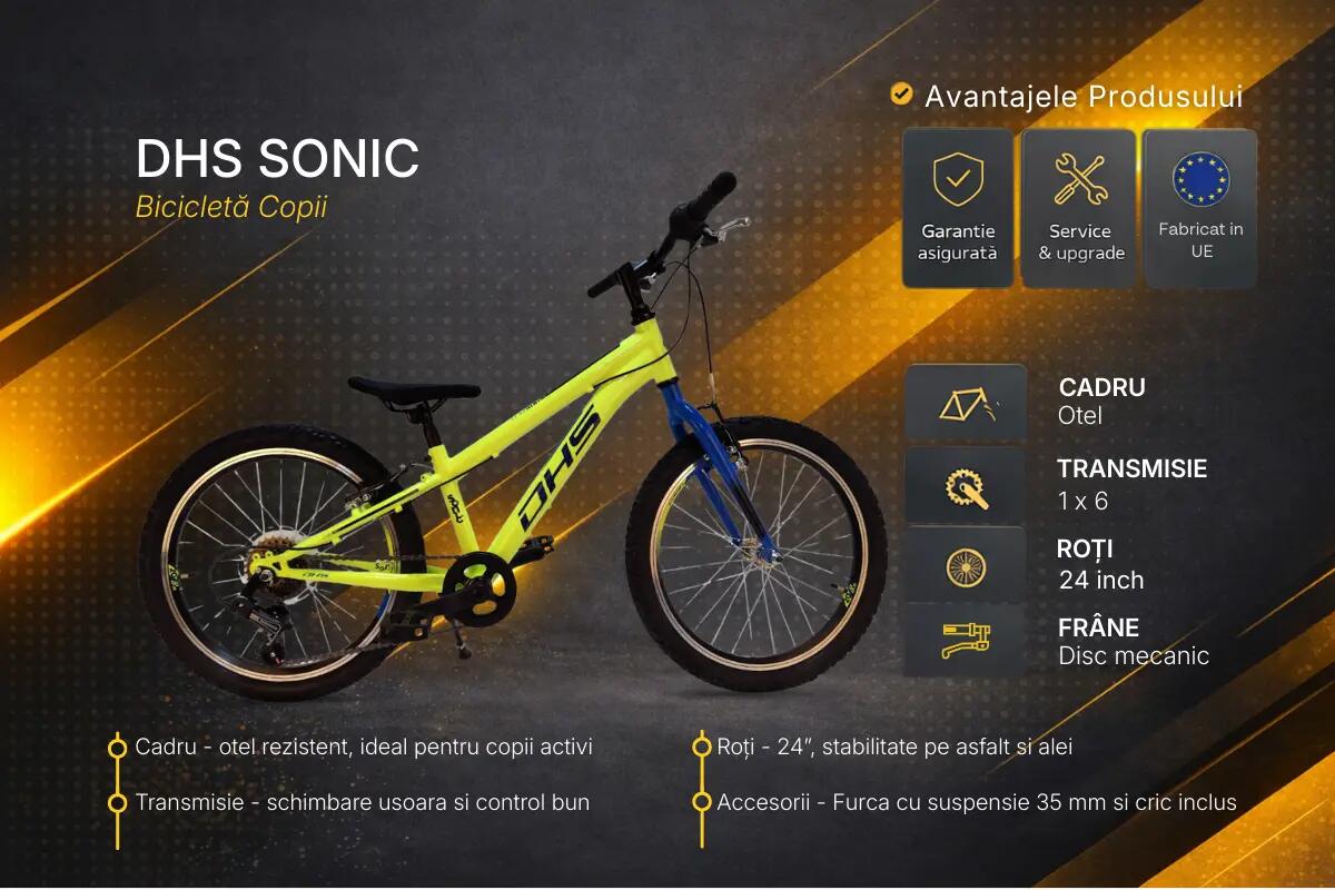 Bicicleta infantil DHS Sonic - 20 pulgadas, amarillo y azul 5/6