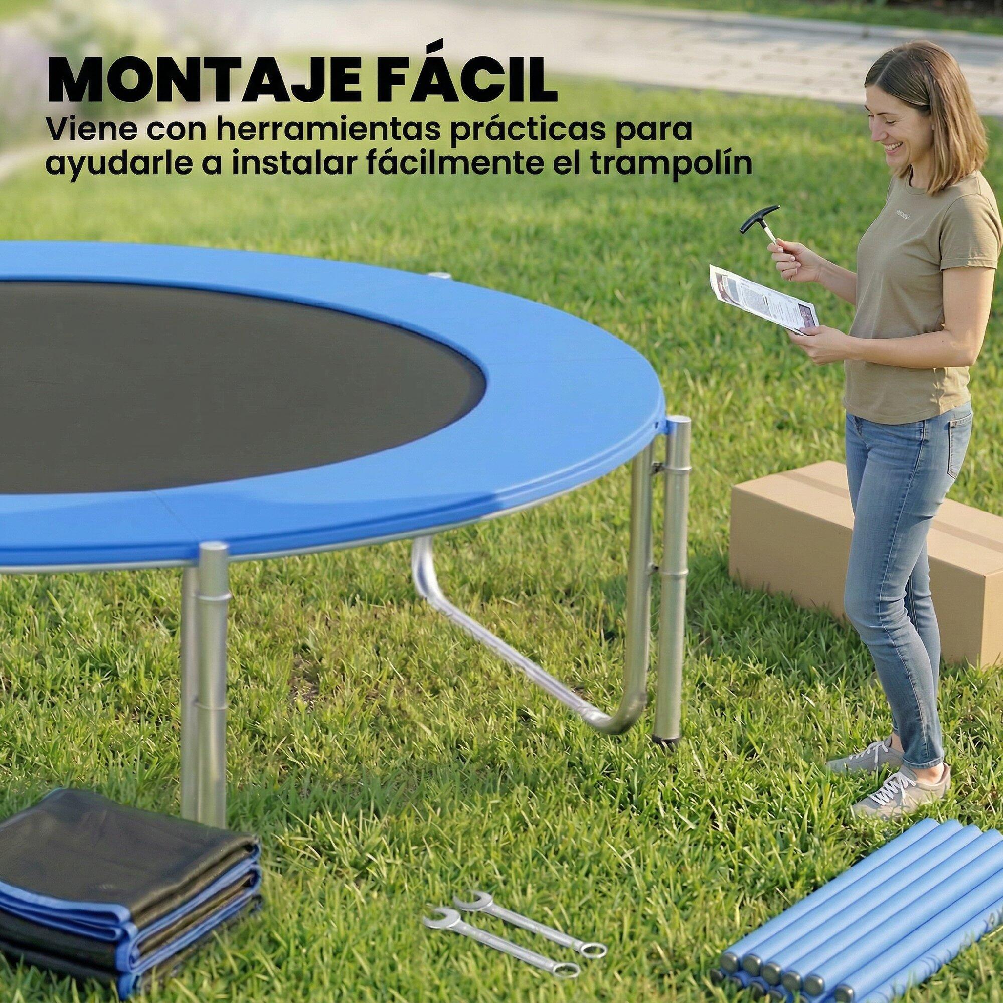 Trampolim infantil ø366x270 cm azul SPORTNOW 4/5