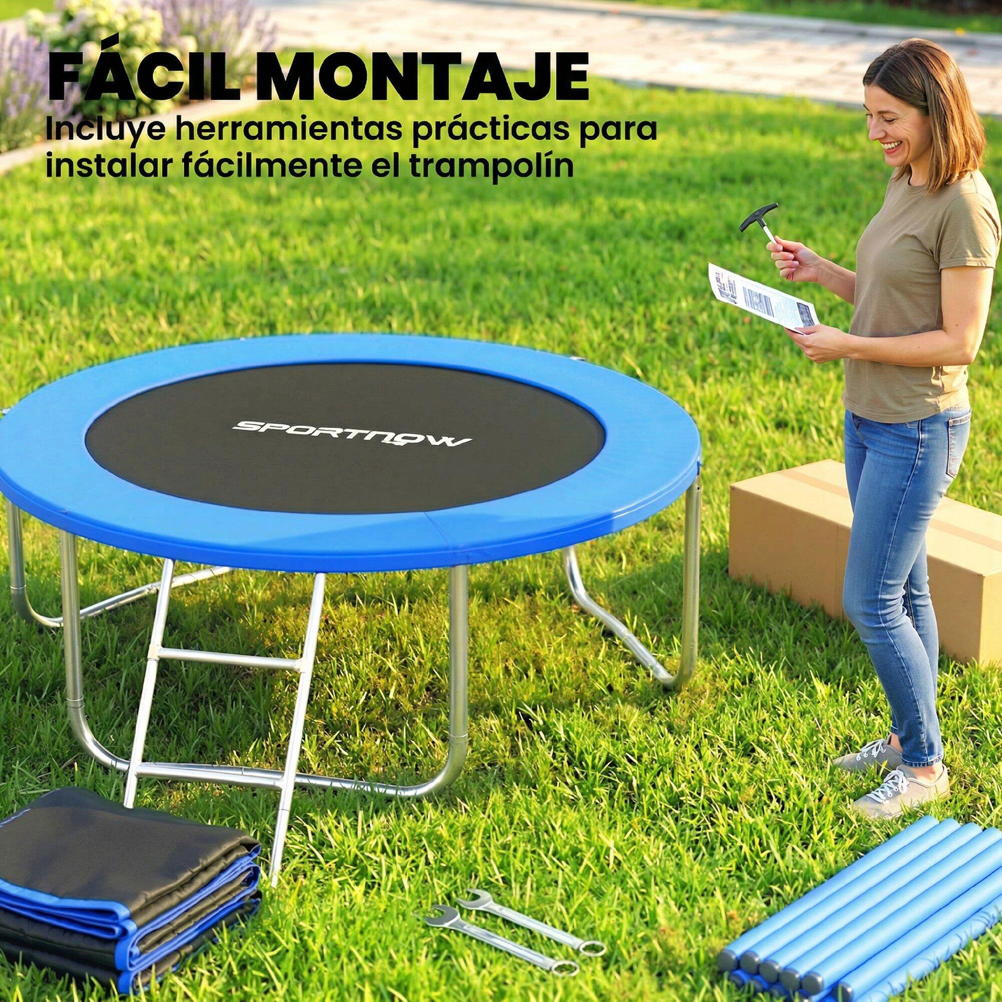 Trampolim exterior 183x183x200 cm azul SPORTNOW 5/5