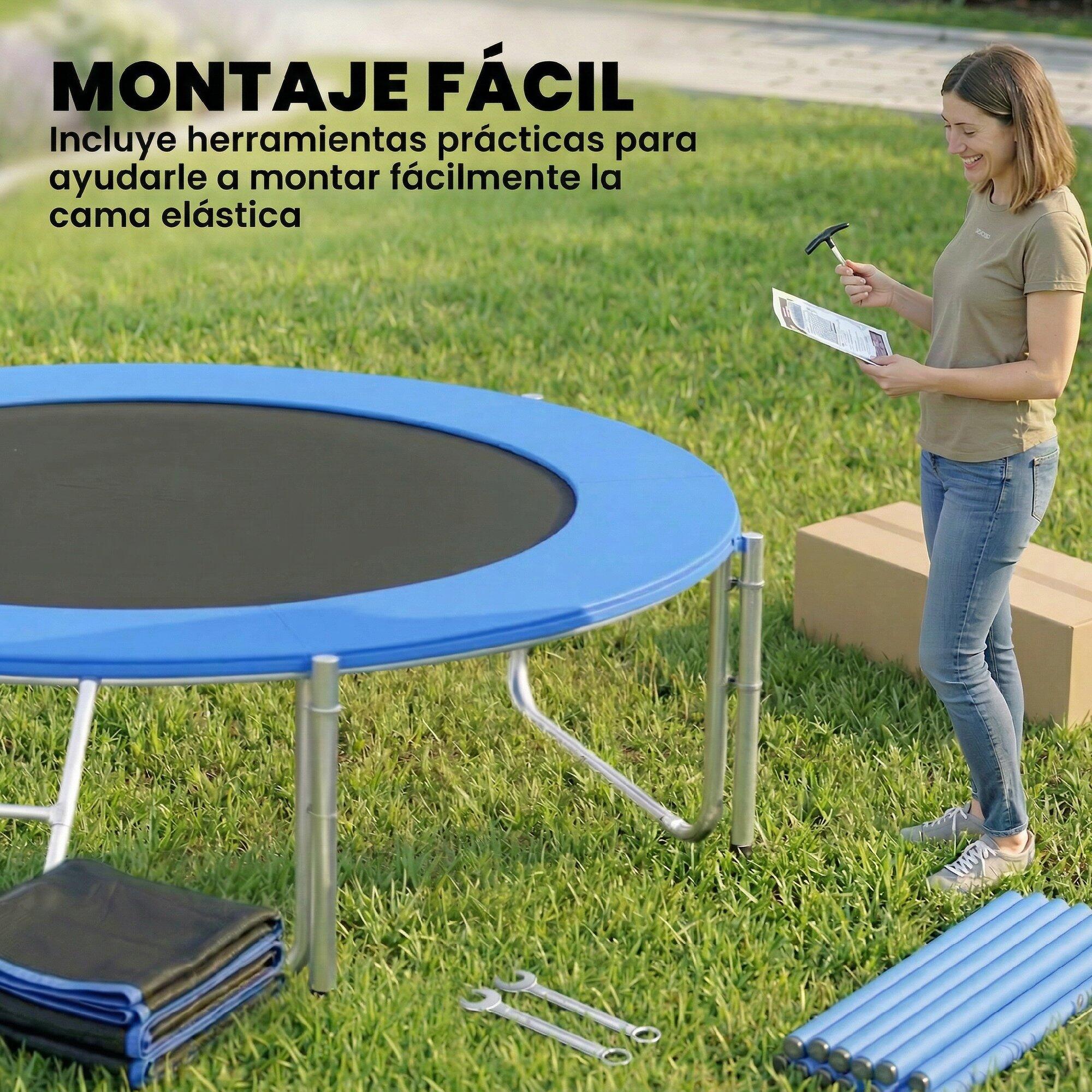 Trampolim infantil ø305x248 cm azul SPORTNOW 4/5