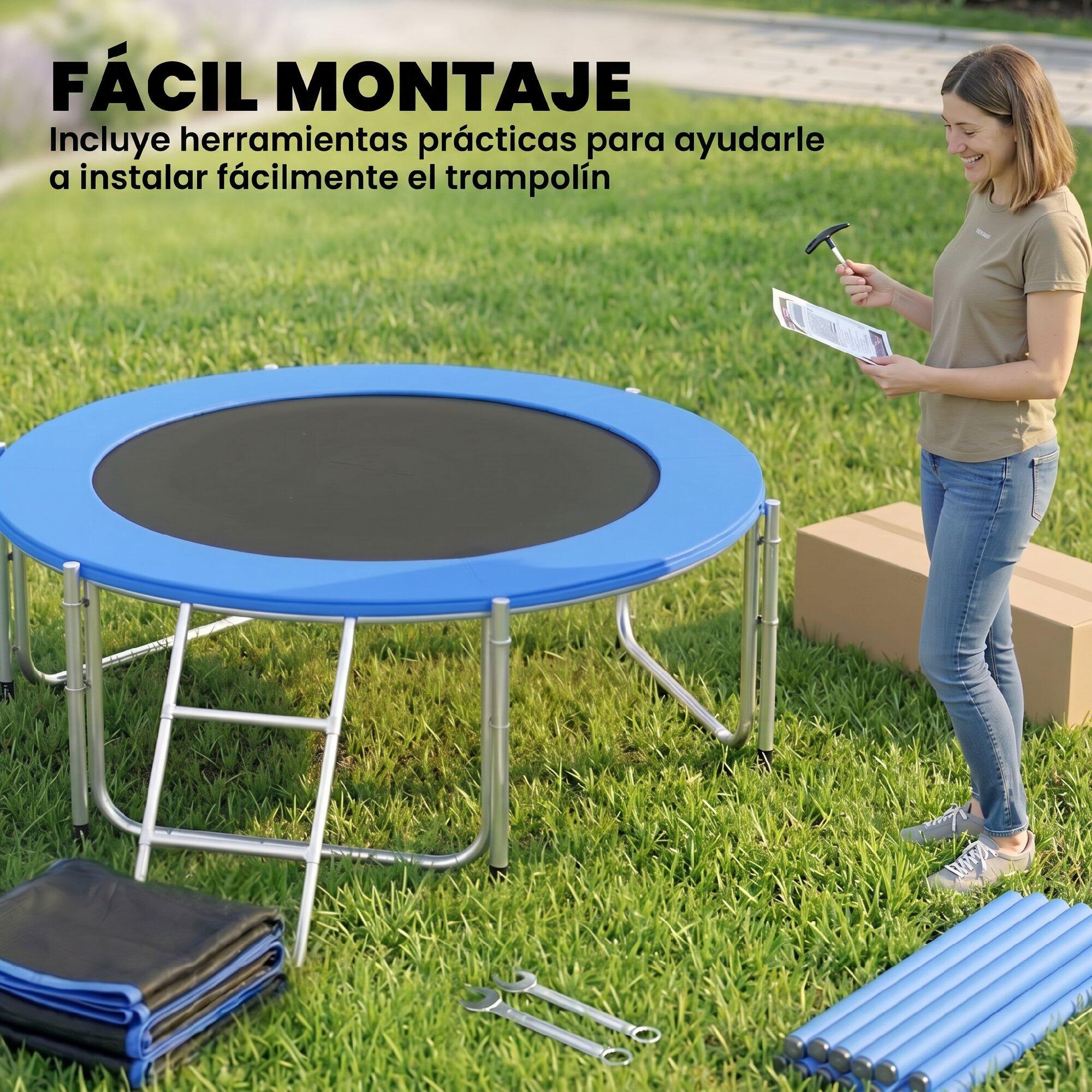 Trampolim infantil ø183x200 cm azul SPORTNOW 4/5
