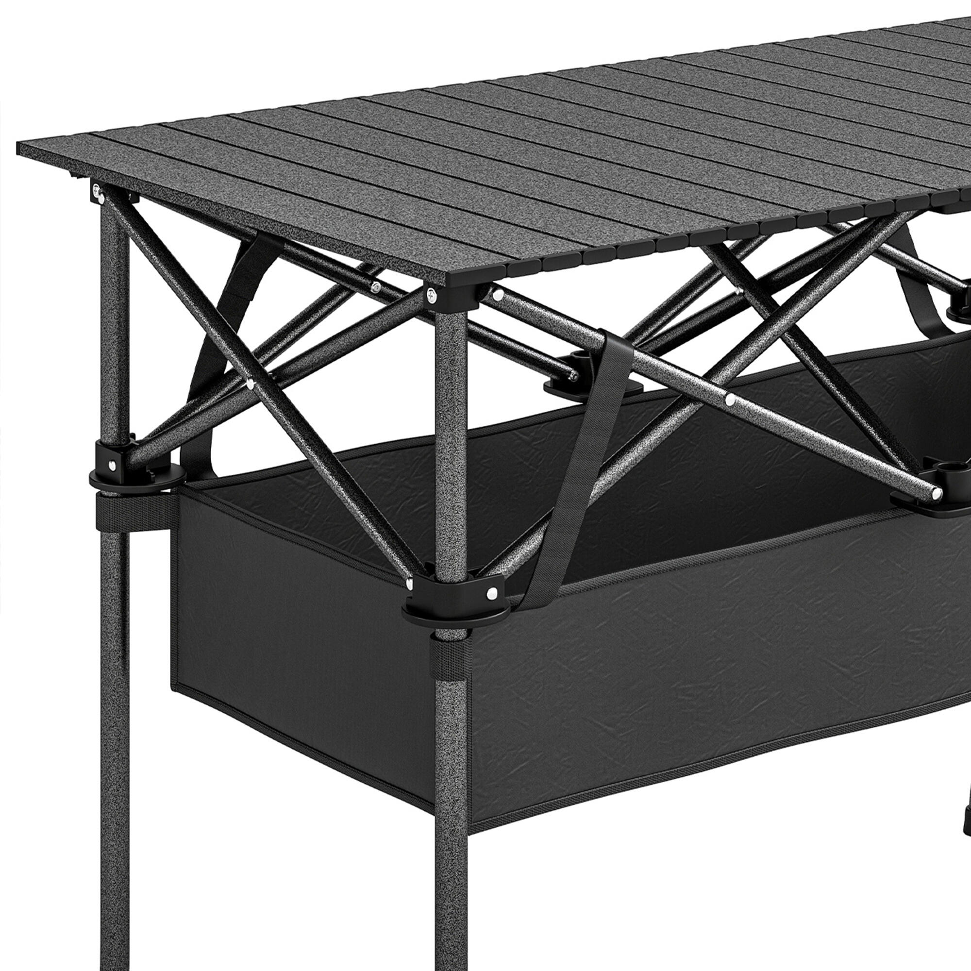 Mesa de campismo 93x55x68 cm preto Outsunny 4/5
